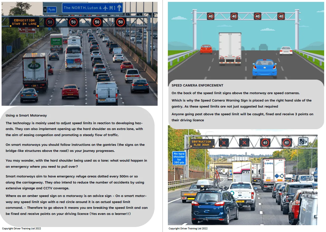 ADI Part 3 lesson plan diagrams - Motorways, overtaking dual carriageway