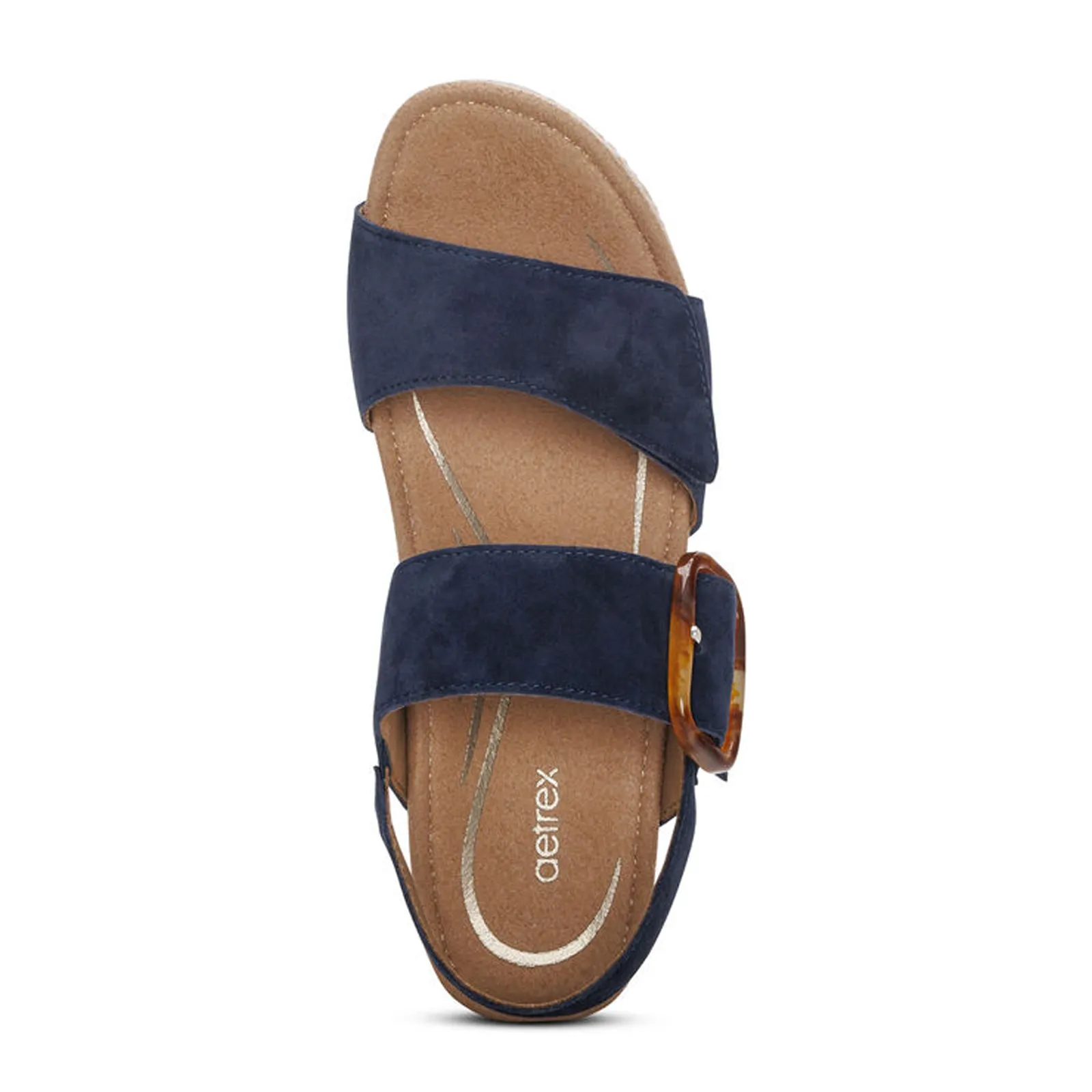 Aetrex Ashley Wedge Sandal (Women) - Navy Suede