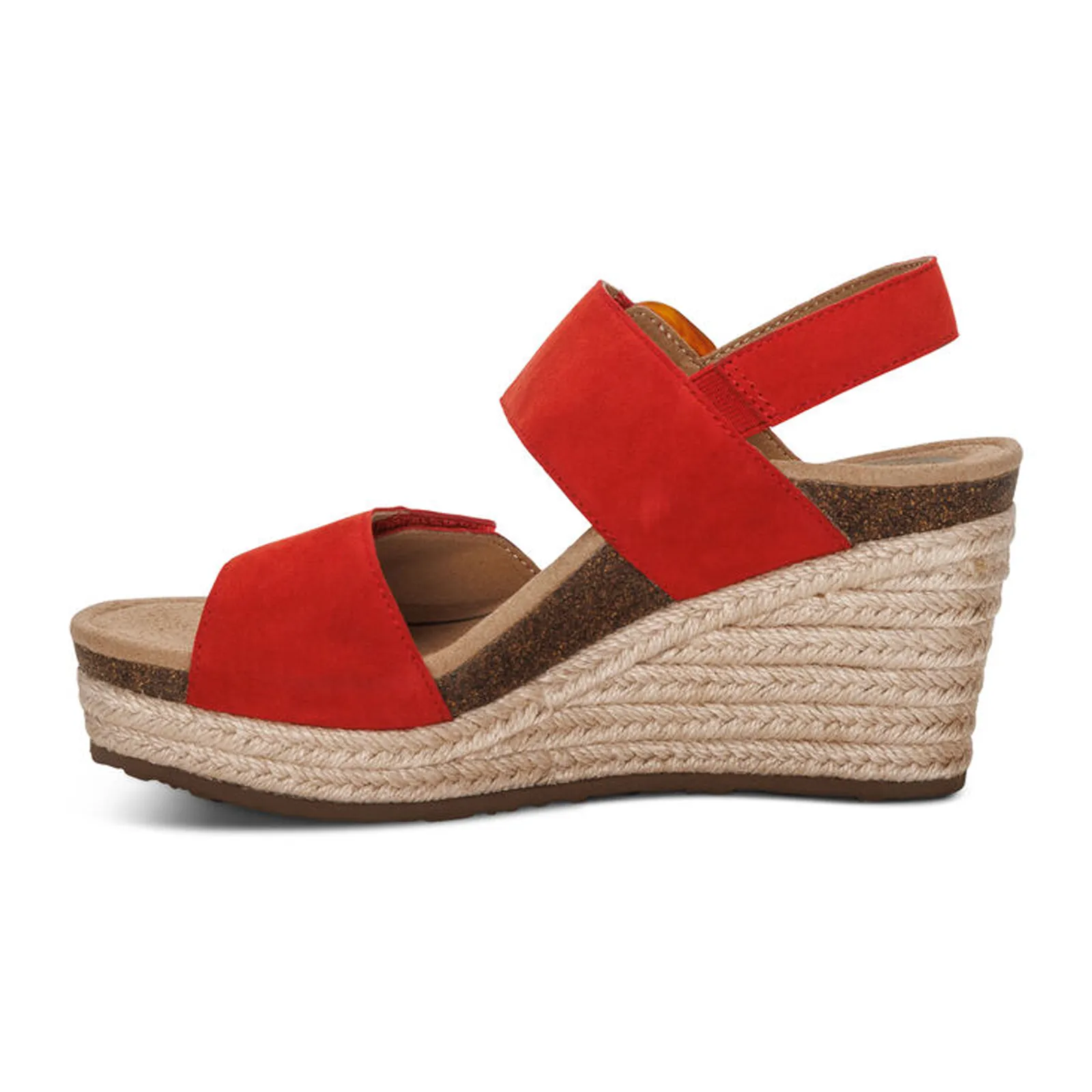 Aetrex Ashley Wedge Sandal (Women) - Poppy Suede