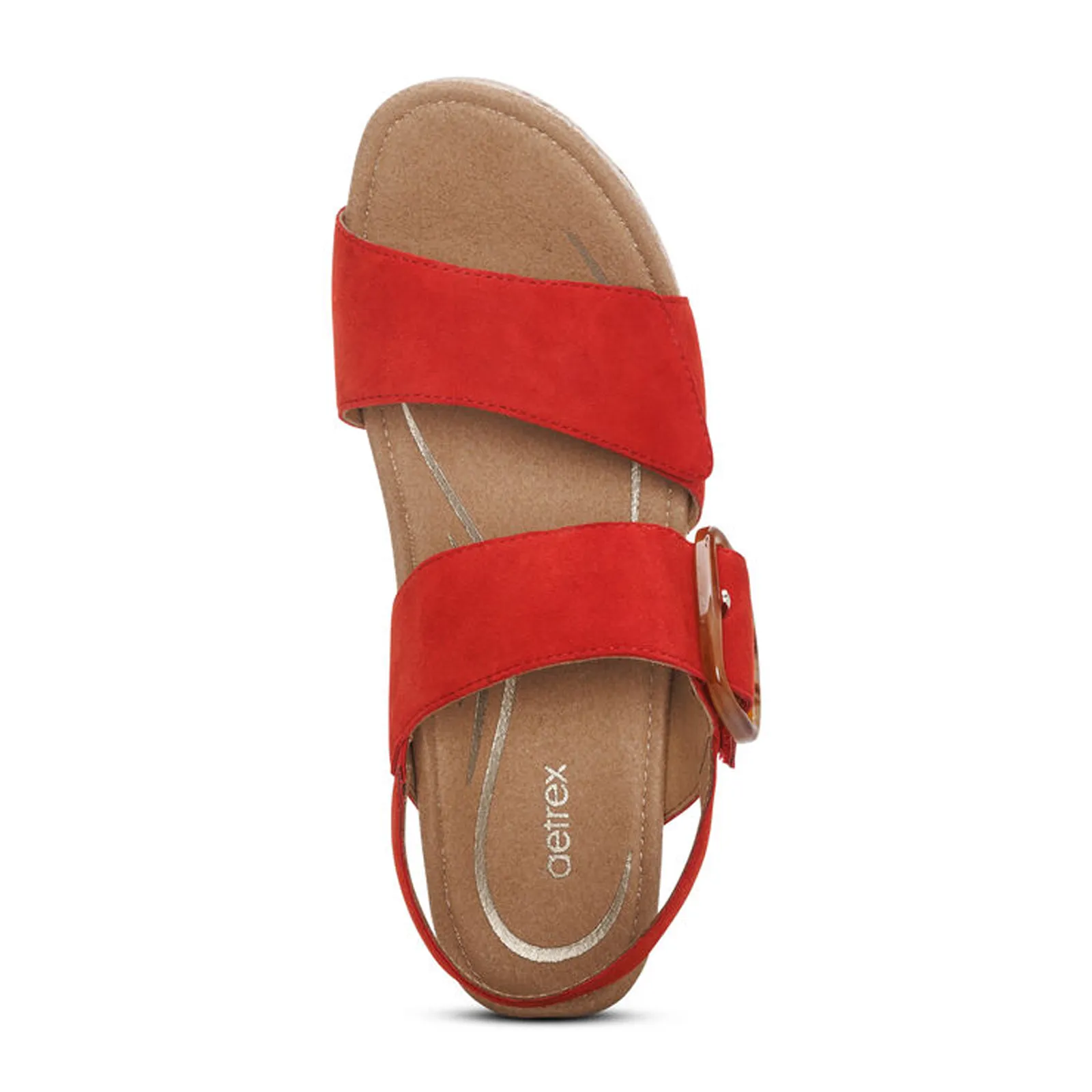 Aetrex Ashley Wedge Sandal (Women) - Poppy Suede