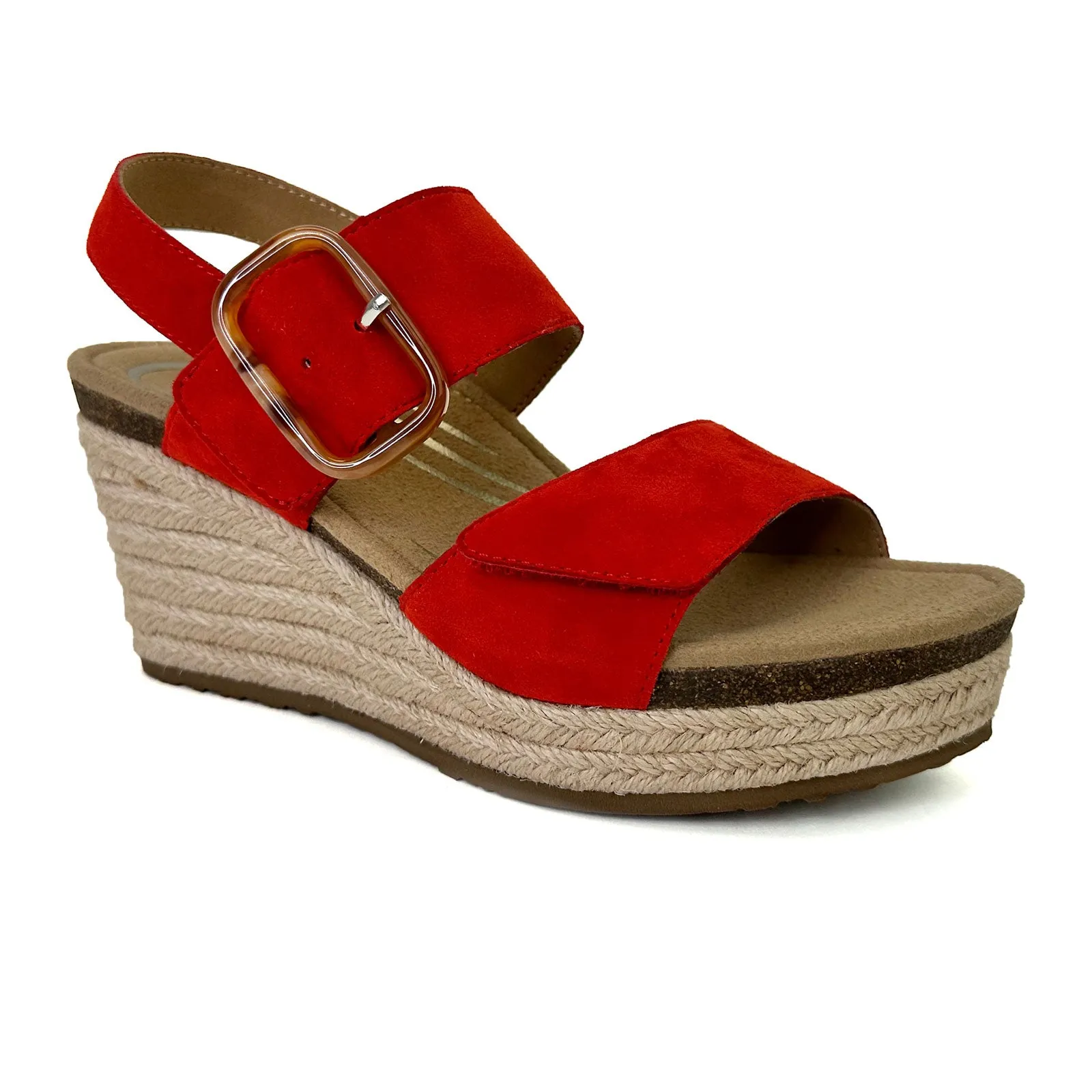 Aetrex Ashley Wedge Sandal (Women) - Poppy Suede