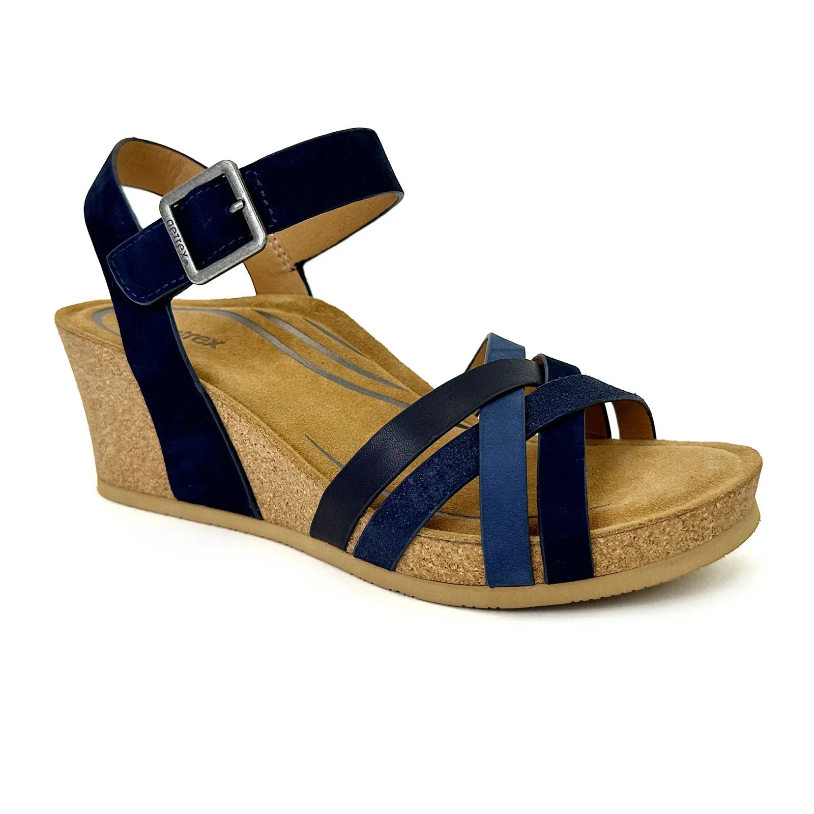 Aetrex Noelle Wedge Sandal (Women) - Navy