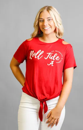 Alabama Crimson Tide Cut it Out Tie Front Tee