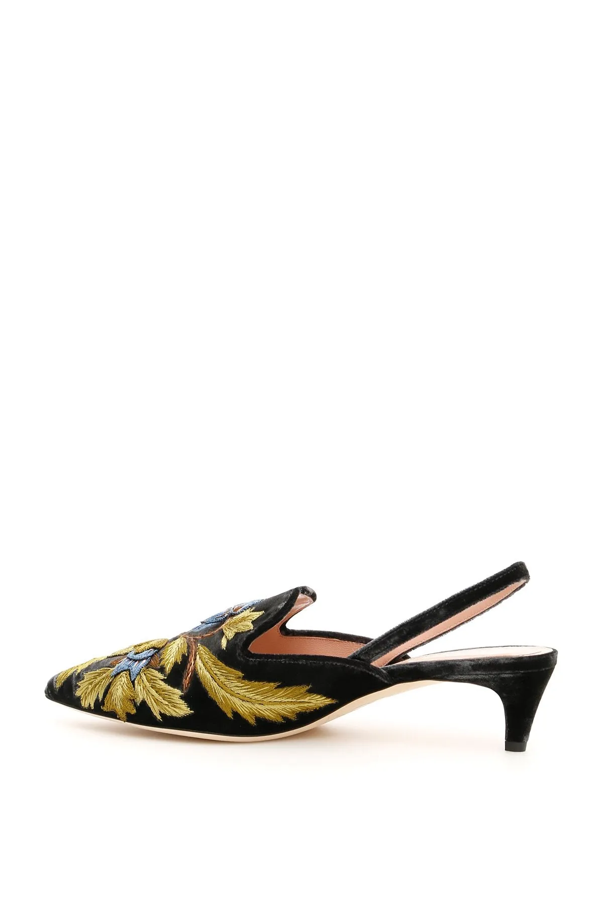 Alberta Ferretti Floral Embroidered Slingback Pumps