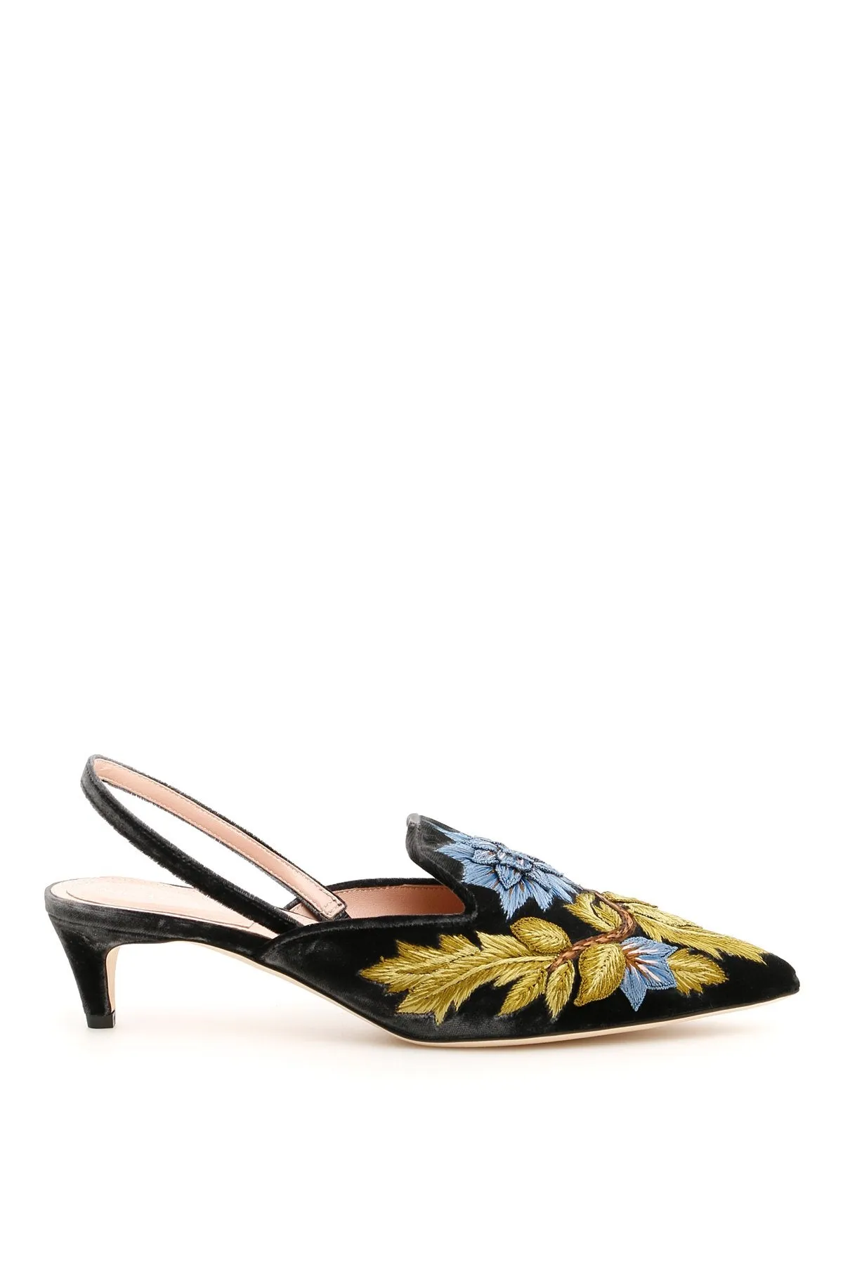 Alberta Ferretti Floral Embroidered Slingback Pumps