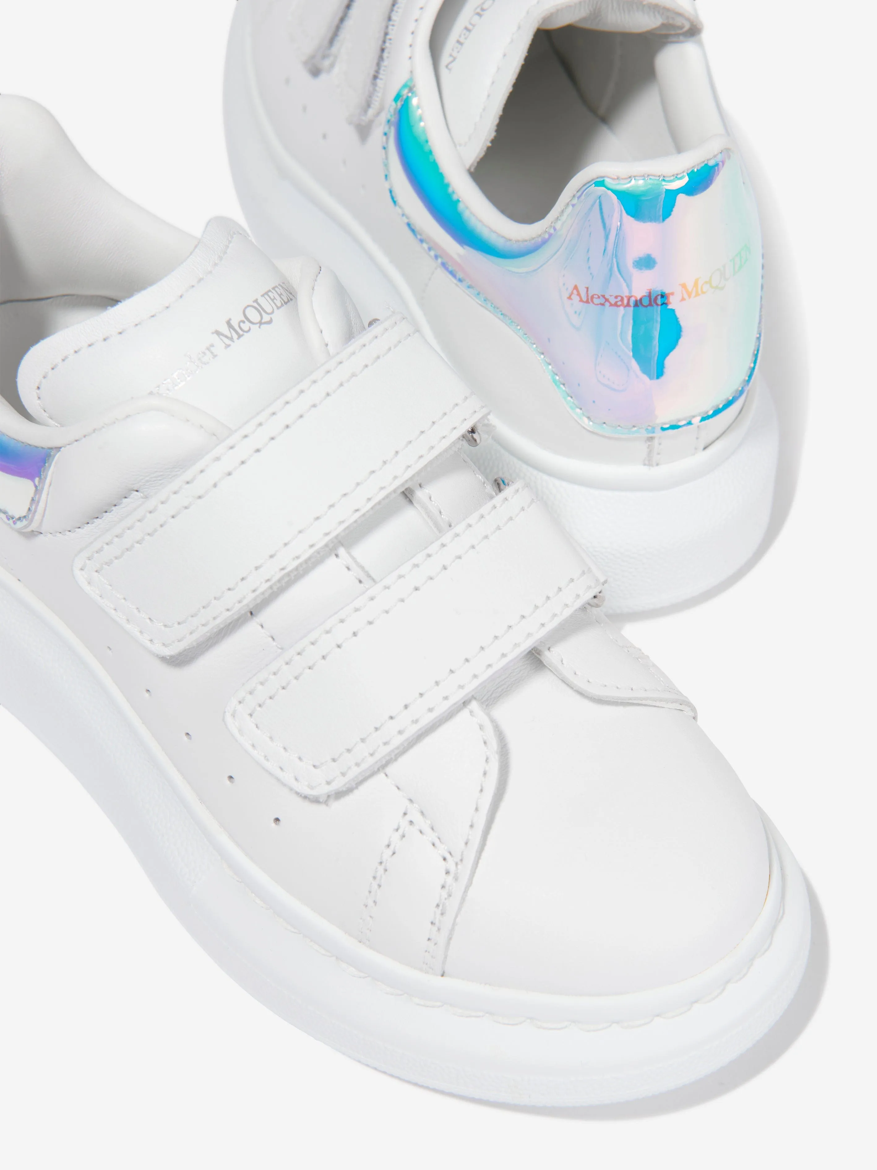 Alexander McQueen Kids Leather Iridescent Velcro Trainers