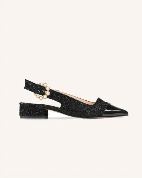 Alicia Black Glitter Flats