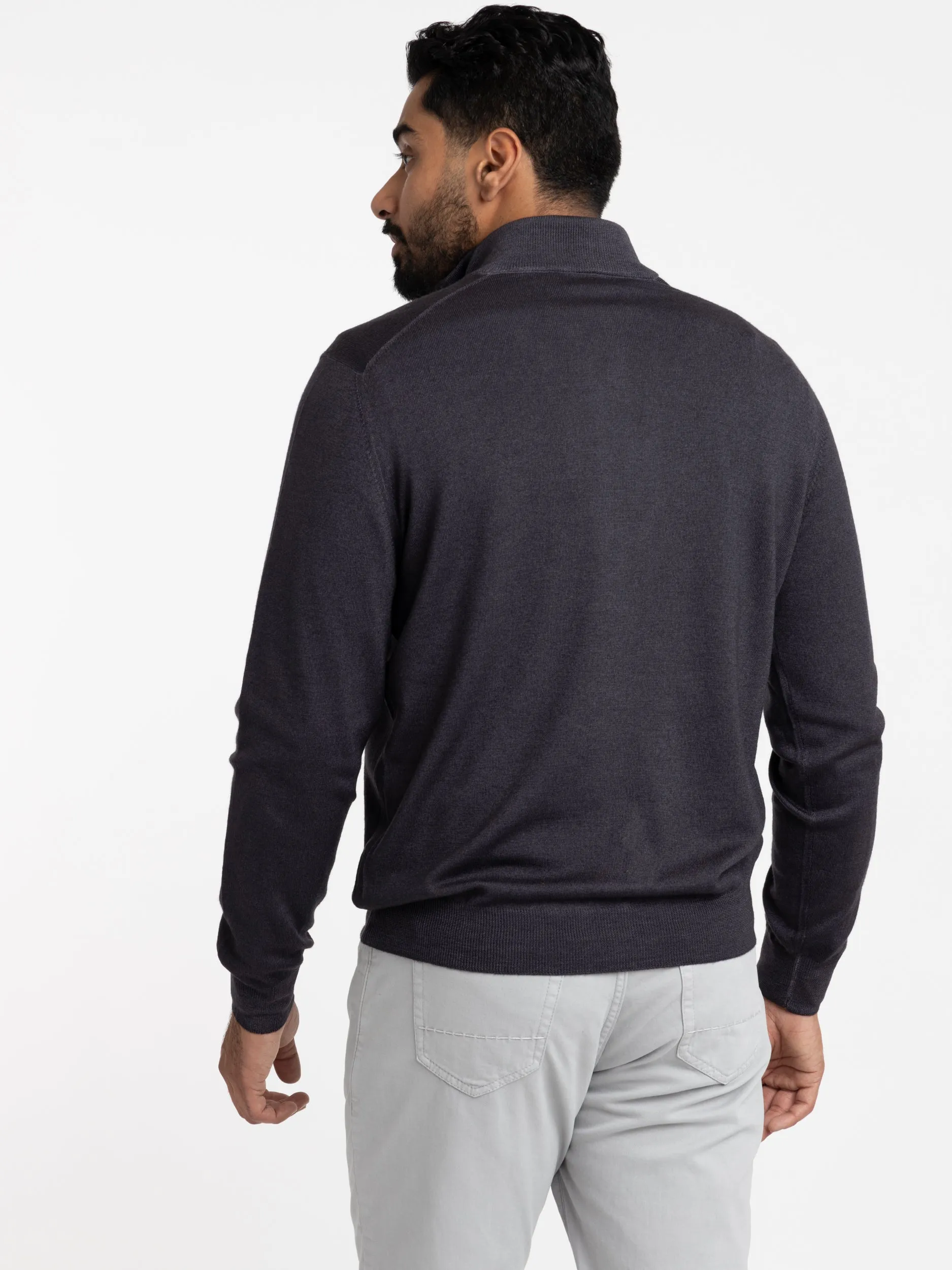 Anthracite Grey Wool Quarter Zip Sweater