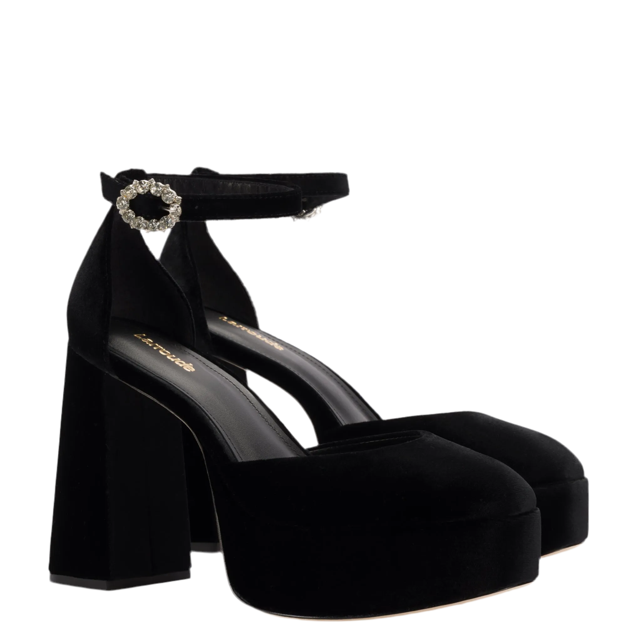 Ari Pump In Black Velvet by Larroudé