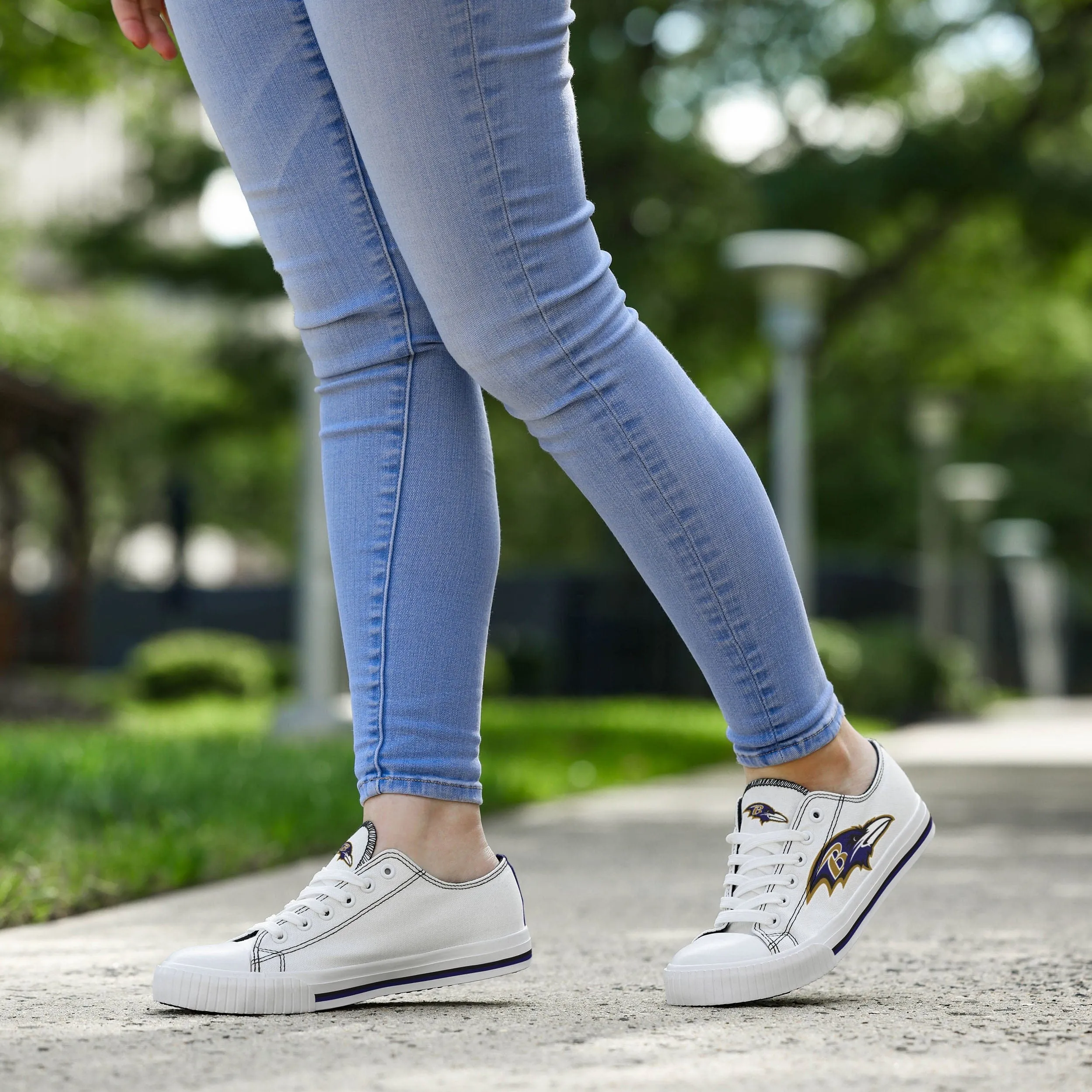 Baltimore Ravens NFL Womens Big Logo Low Top White Canvas Shoes