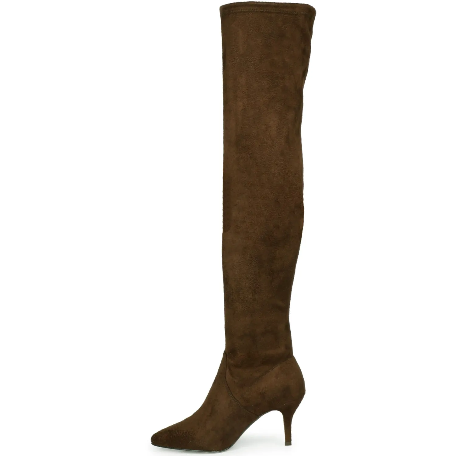 Benoite Brown Stretch Suede Thigh High Boots