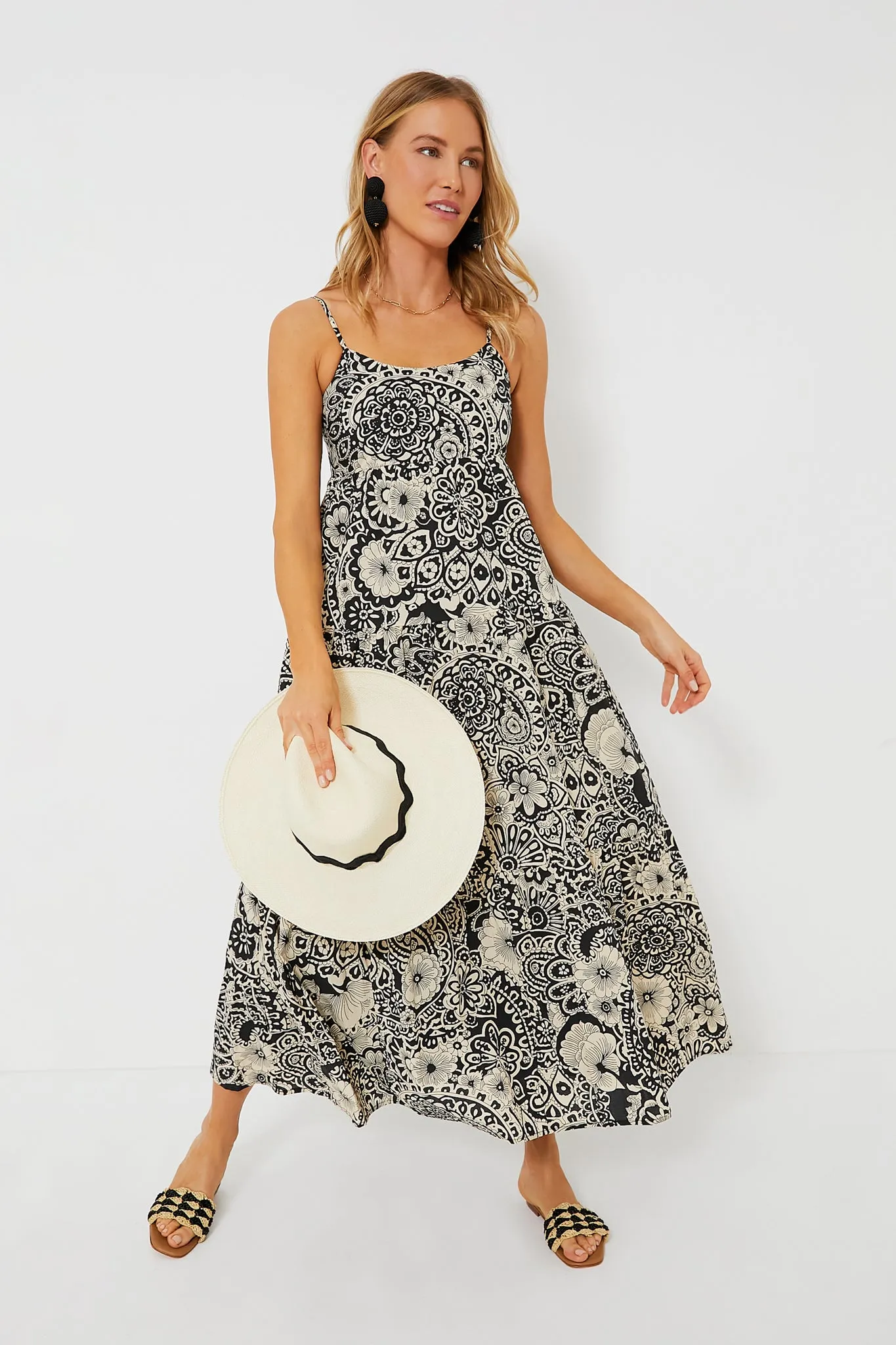 Black & Cream Floral Tiered Tilly Dress