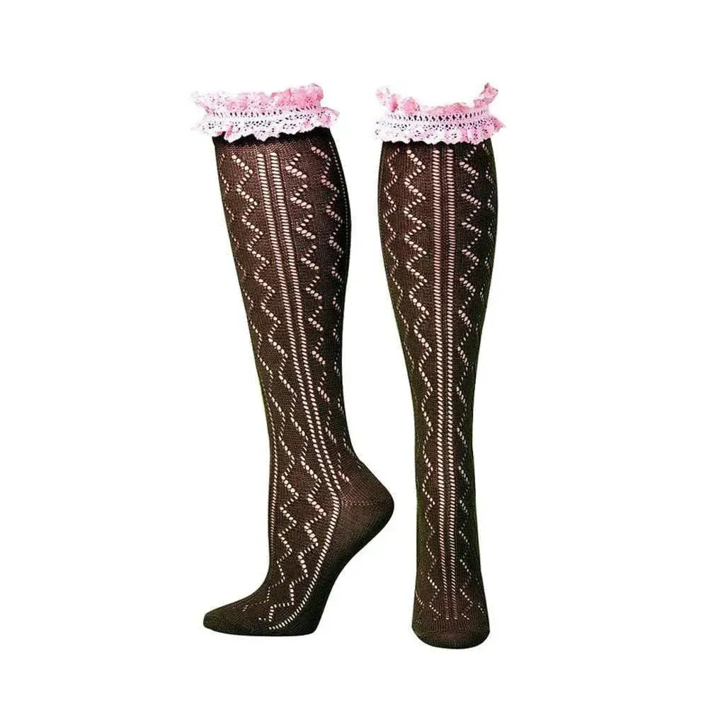 Blazin Roxx Dakota Crocheted Lace Knee-High - Women's Socks