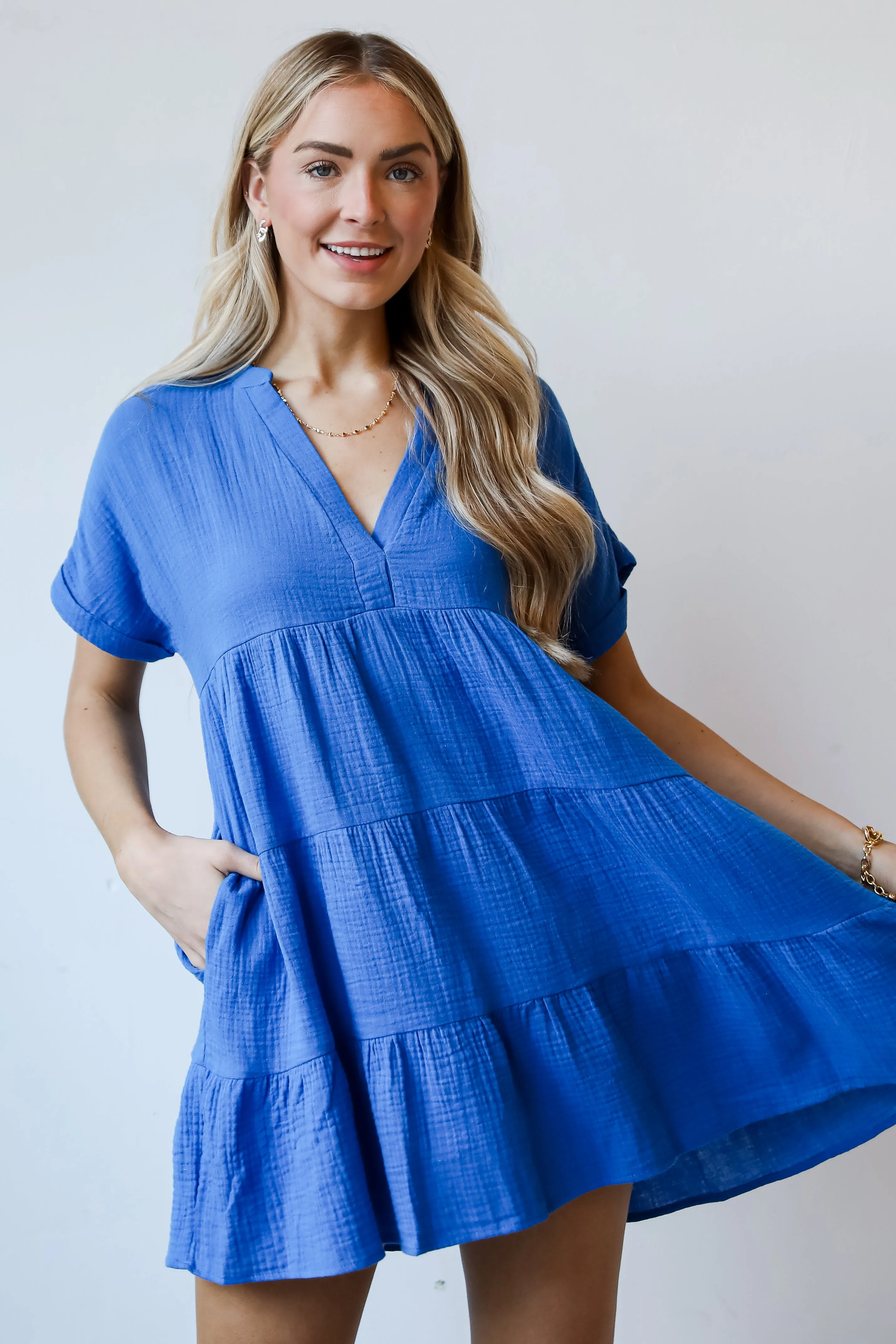 Blissful Oasis Linen Babydoll Mini Dress