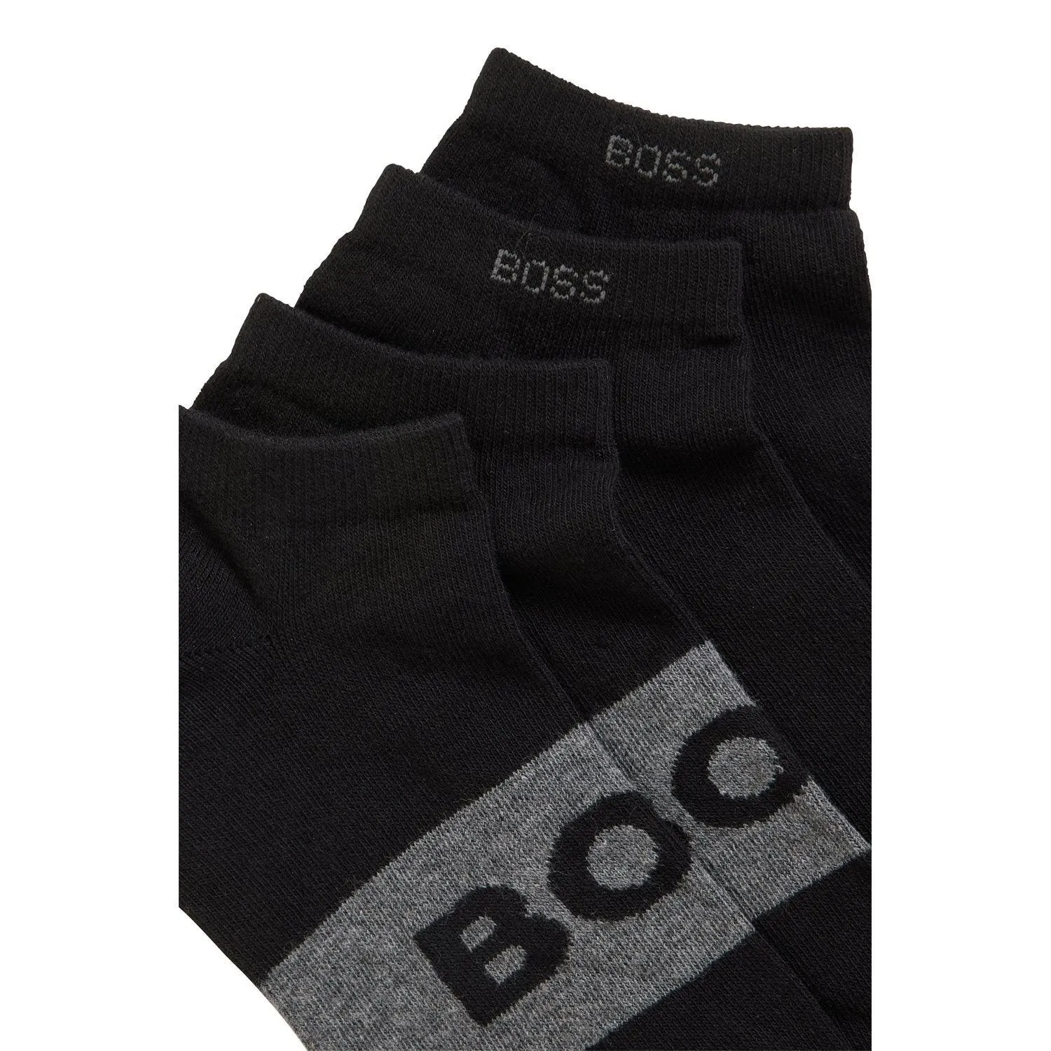 BOSS 2 Pack Quality Cotton Blend Logo Ankle Sock - Black