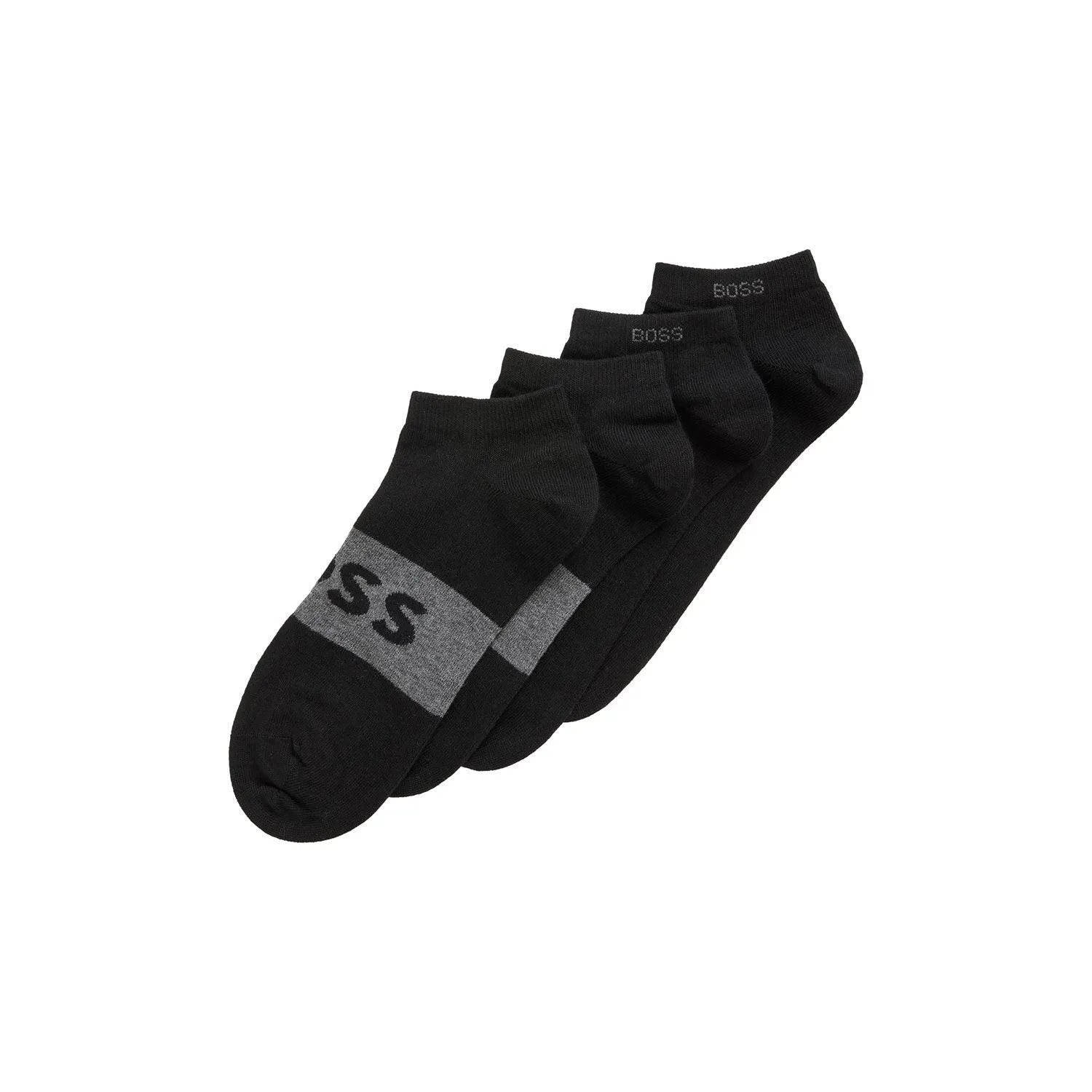 BOSS 2 Pack Quality Cotton Blend Logo Ankle Sock - Black