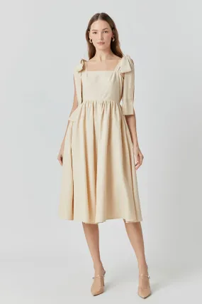 Bow Shoulder Tie Midi Dress