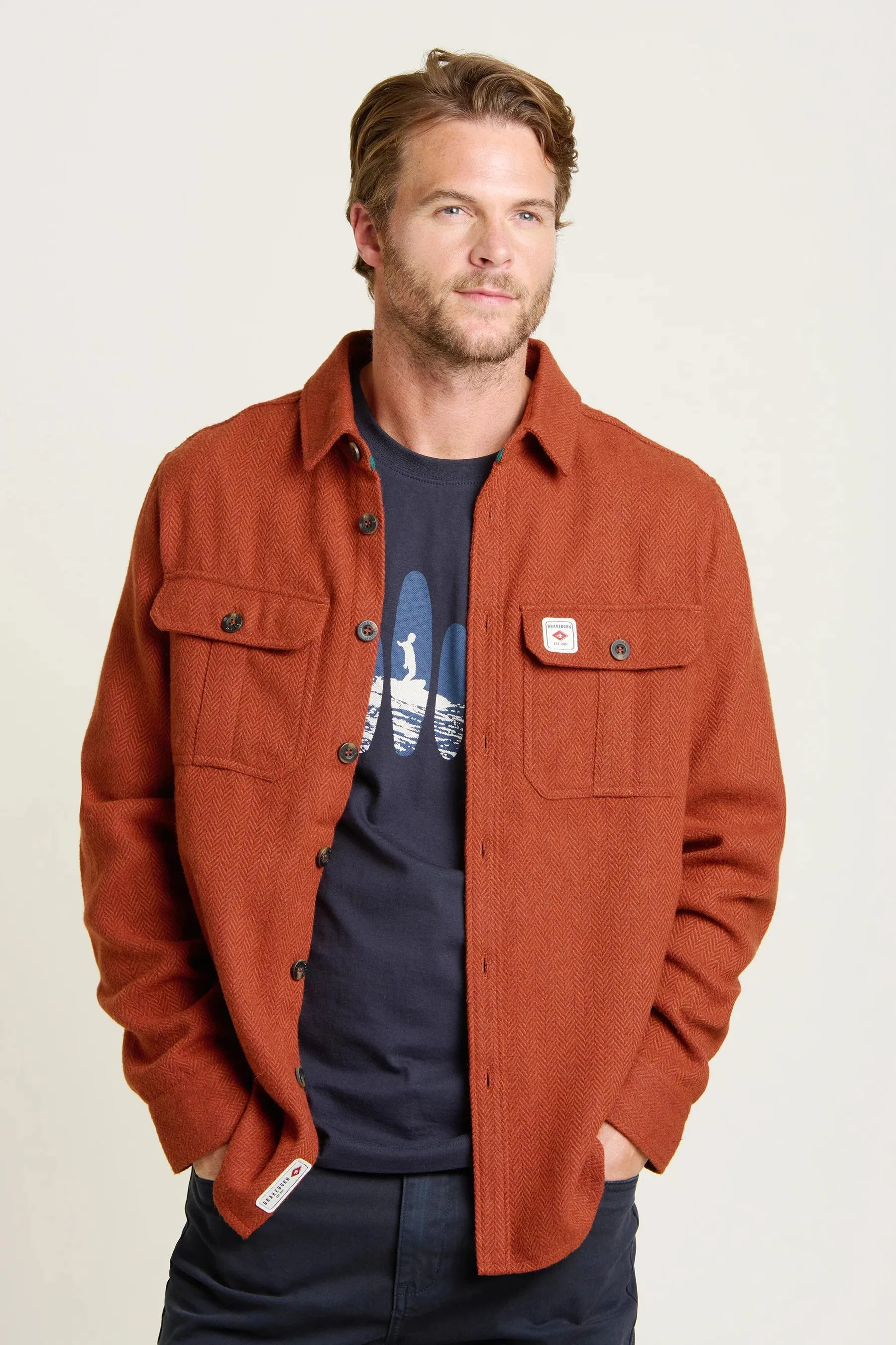 Brakeburn S Burnt Orange Rust Overshirt