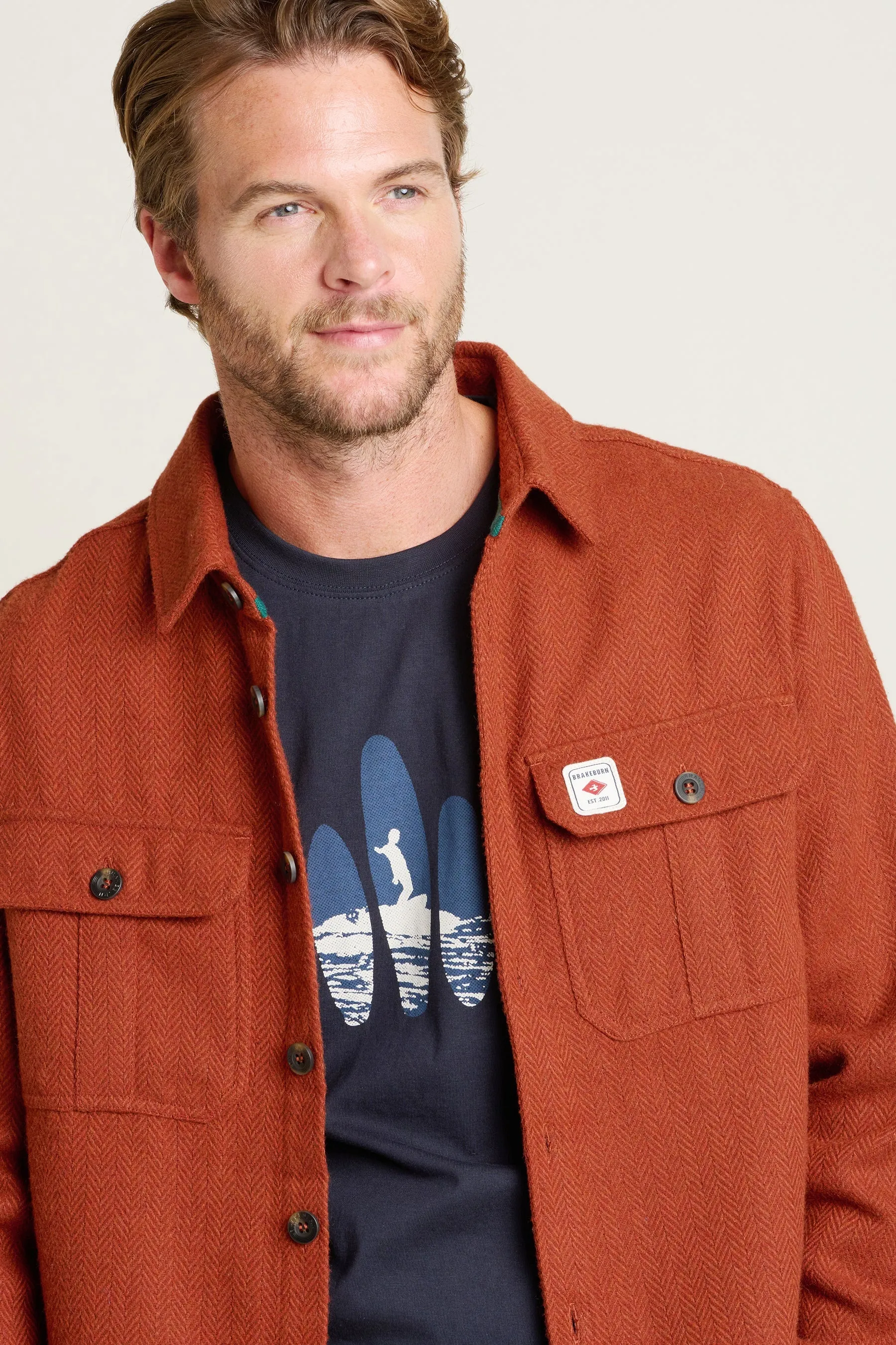 Brakeburn S Burnt Orange Rust Overshirt