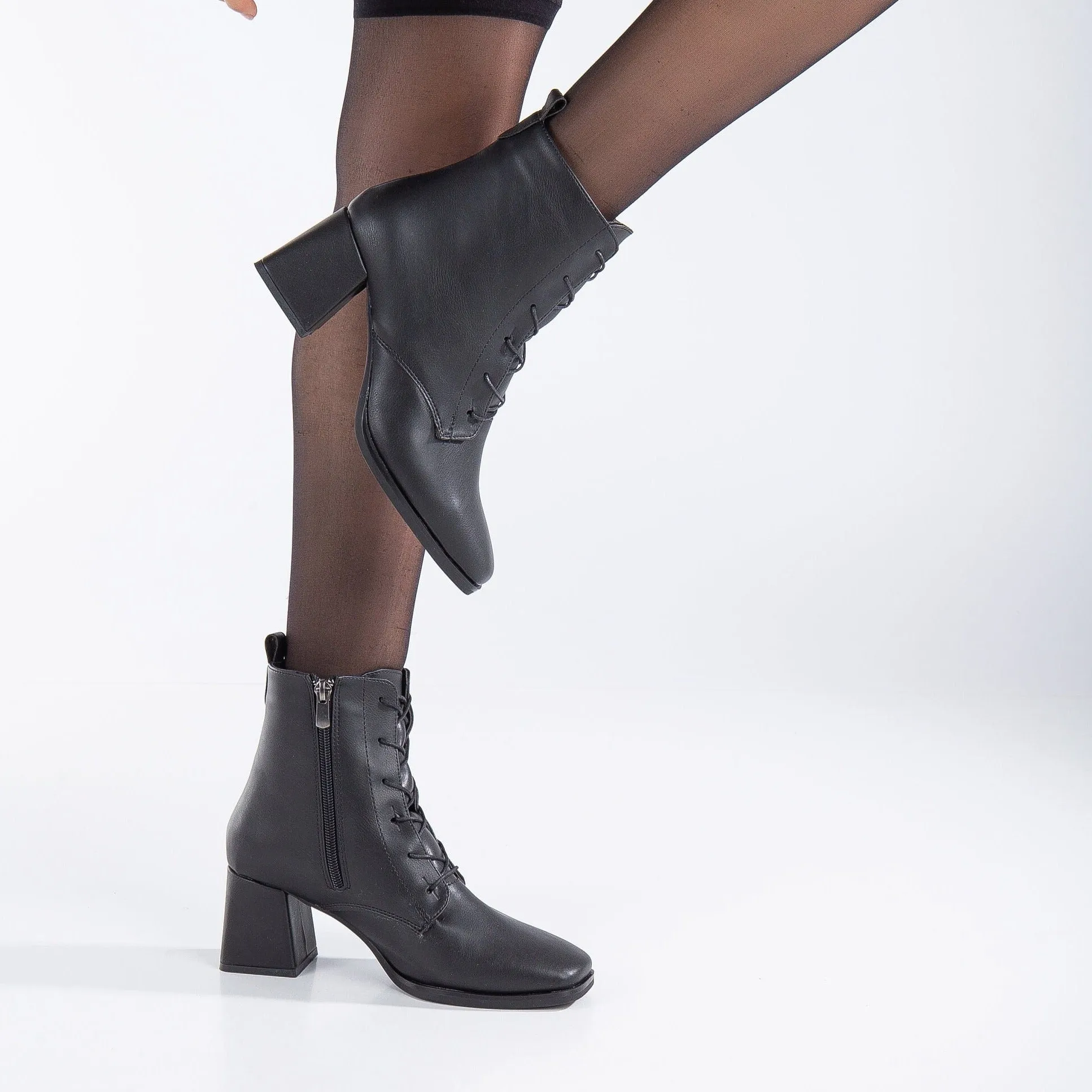 Brigitte - Black Lace Up Boots