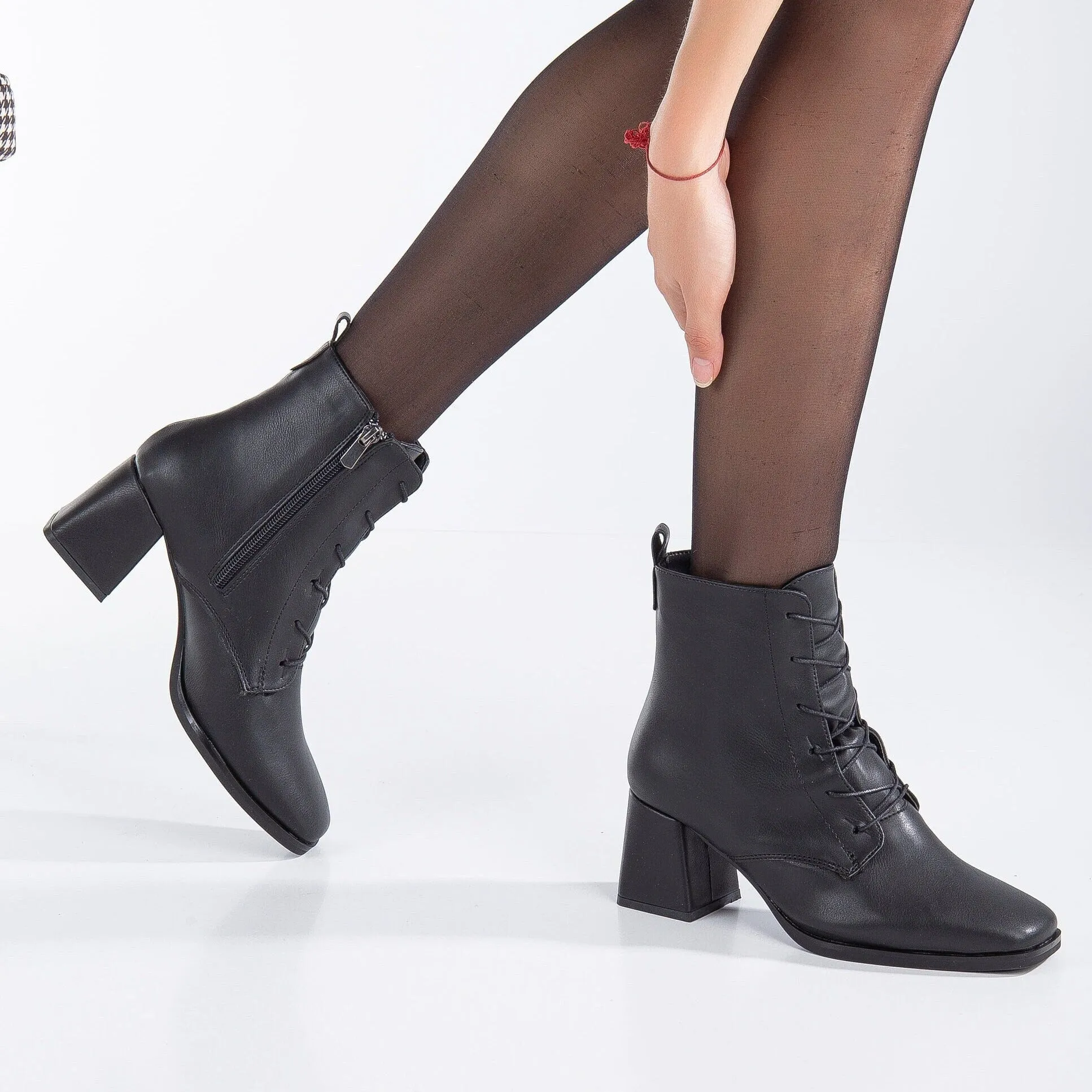 Brigitte - Black Lace Up Boots