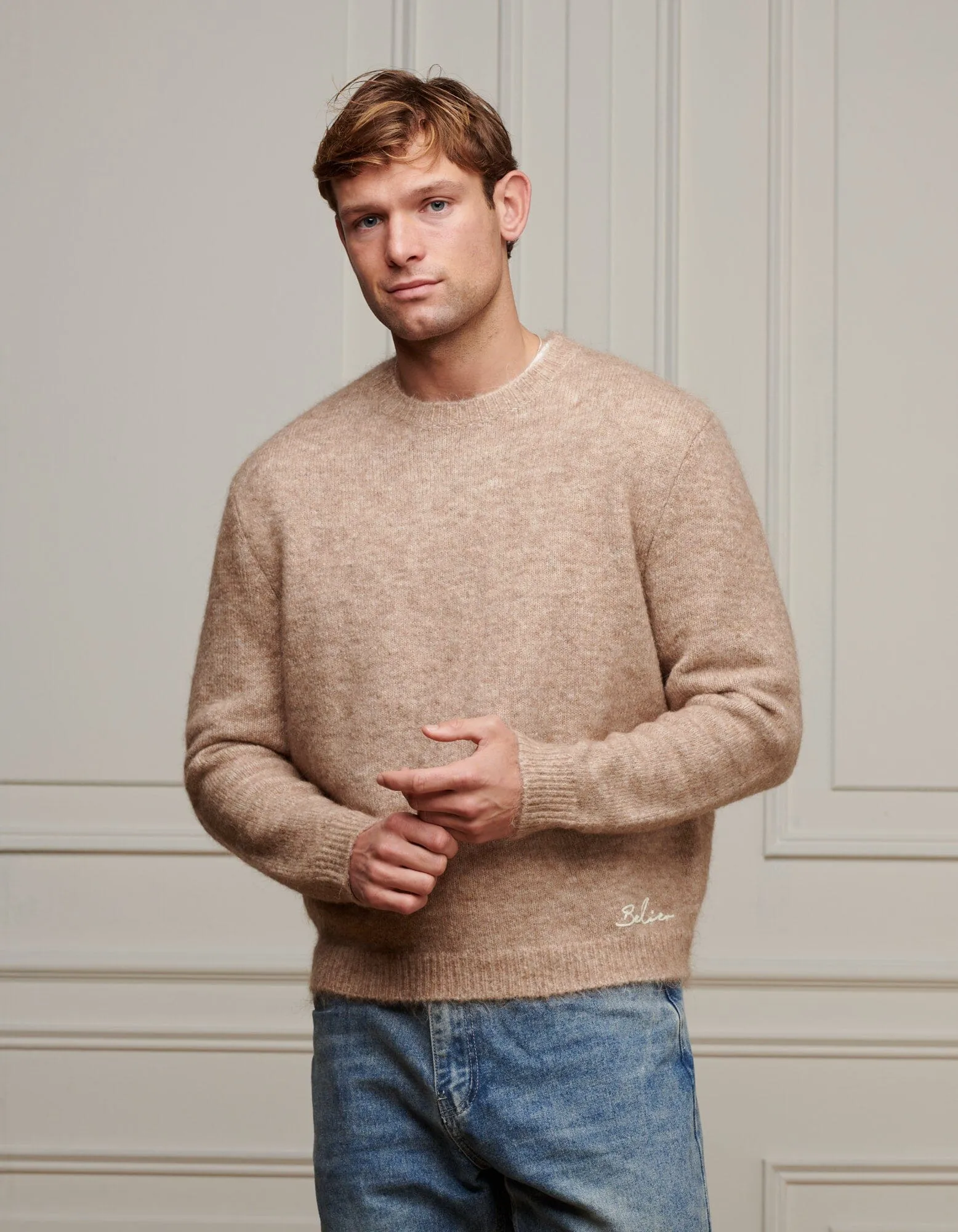 Brown Boxy Fit Alpaca Knitted Jumper