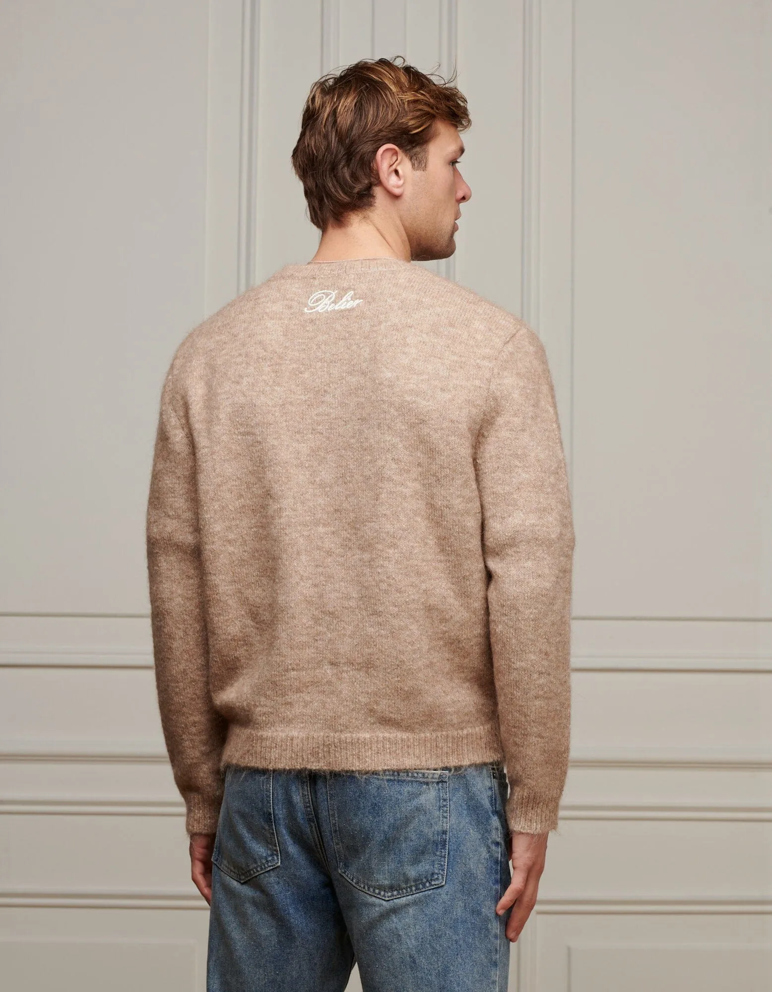 Brown Boxy Fit Alpaca Knitted Jumper