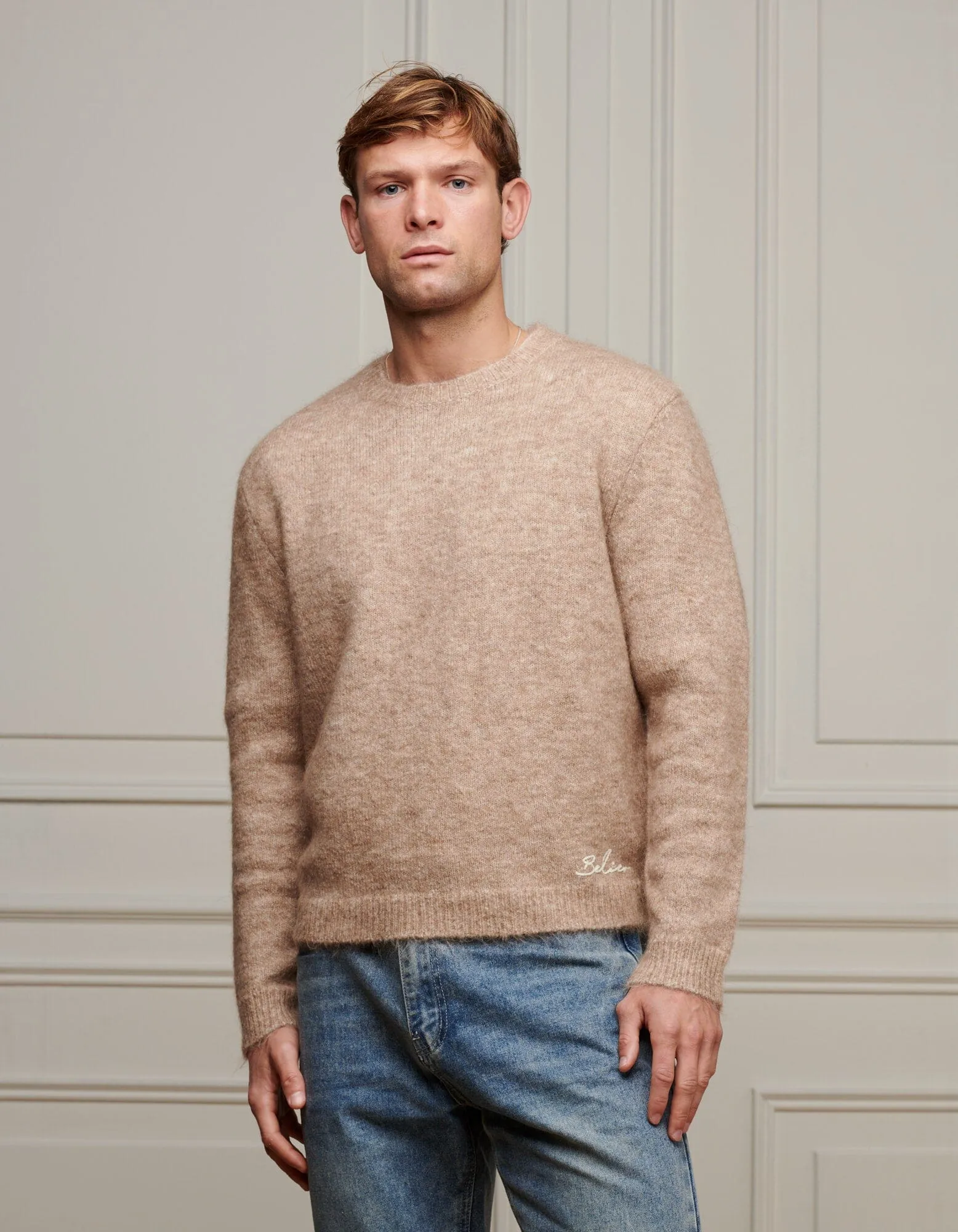 Brown Boxy Fit Alpaca Knitted Jumper