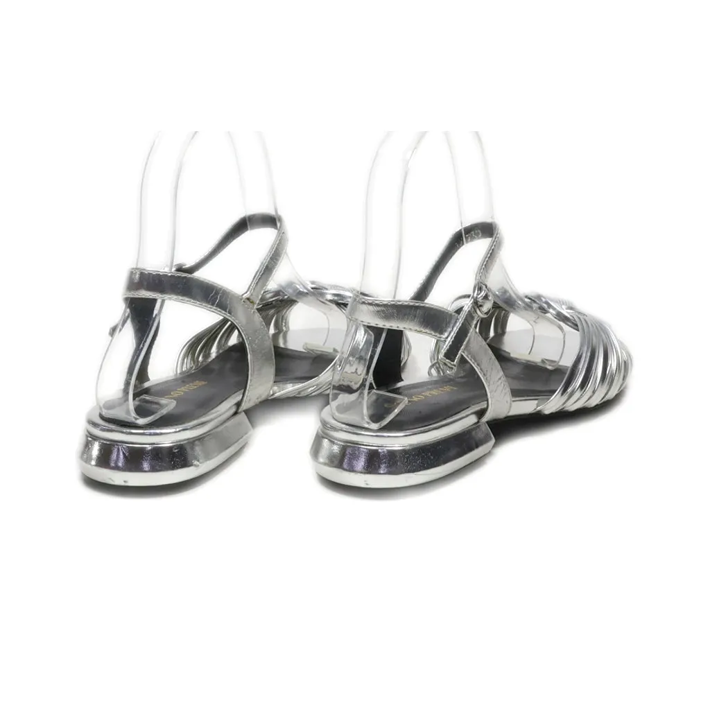 Burno Premi Mid-Heel Sandals Leather Silver Colour For Women