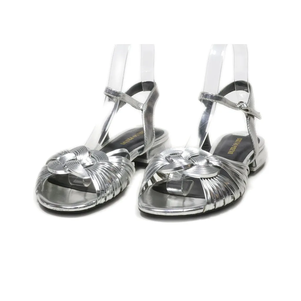 Burno Premi Mid-Heel Sandals Leather Silver Colour For Women