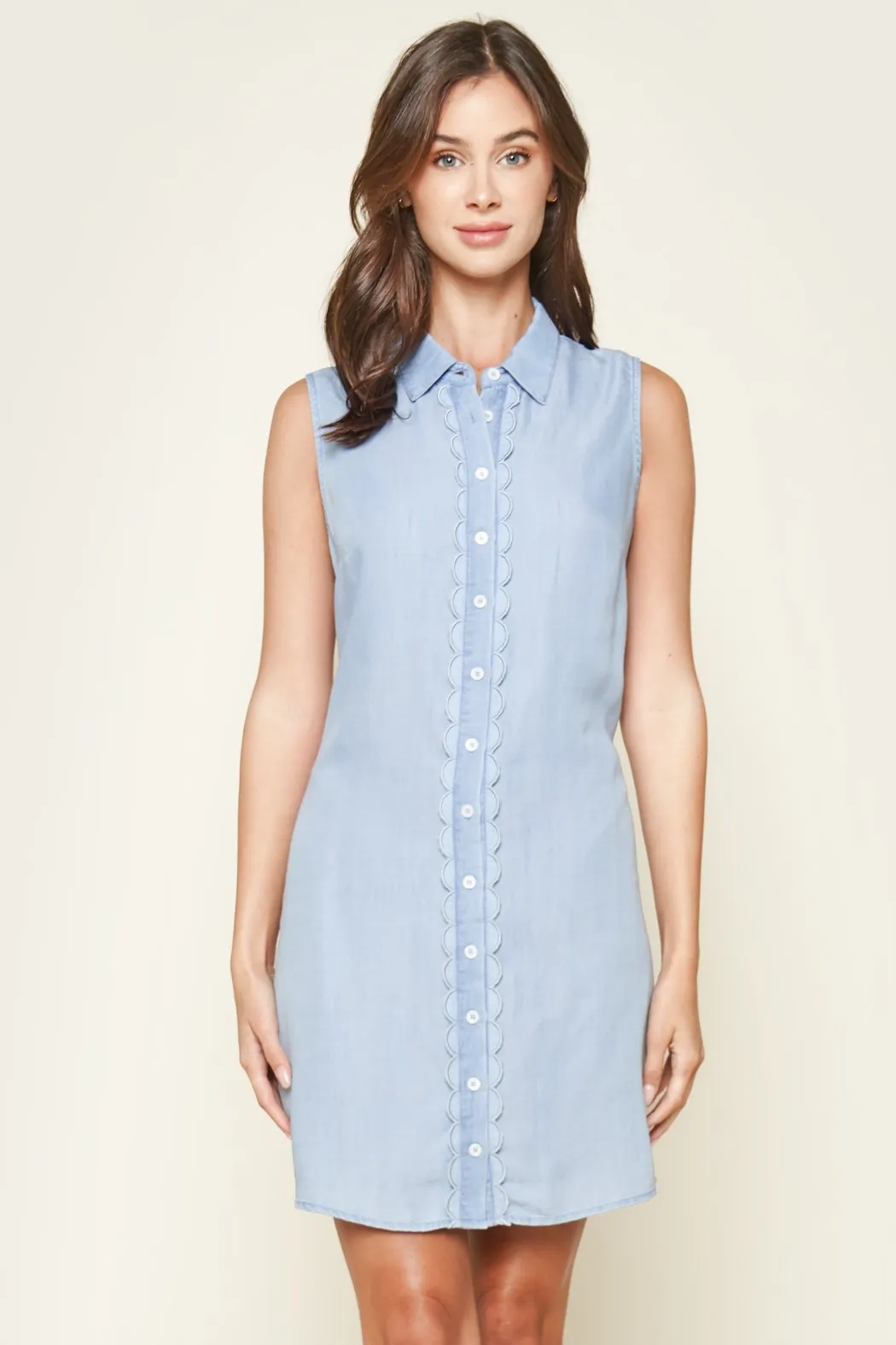 Cannes Chambray Button Up Mini Dress