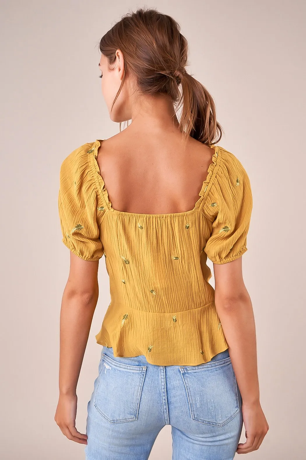 Chasing Highs Puff Sleeve Peplum Top