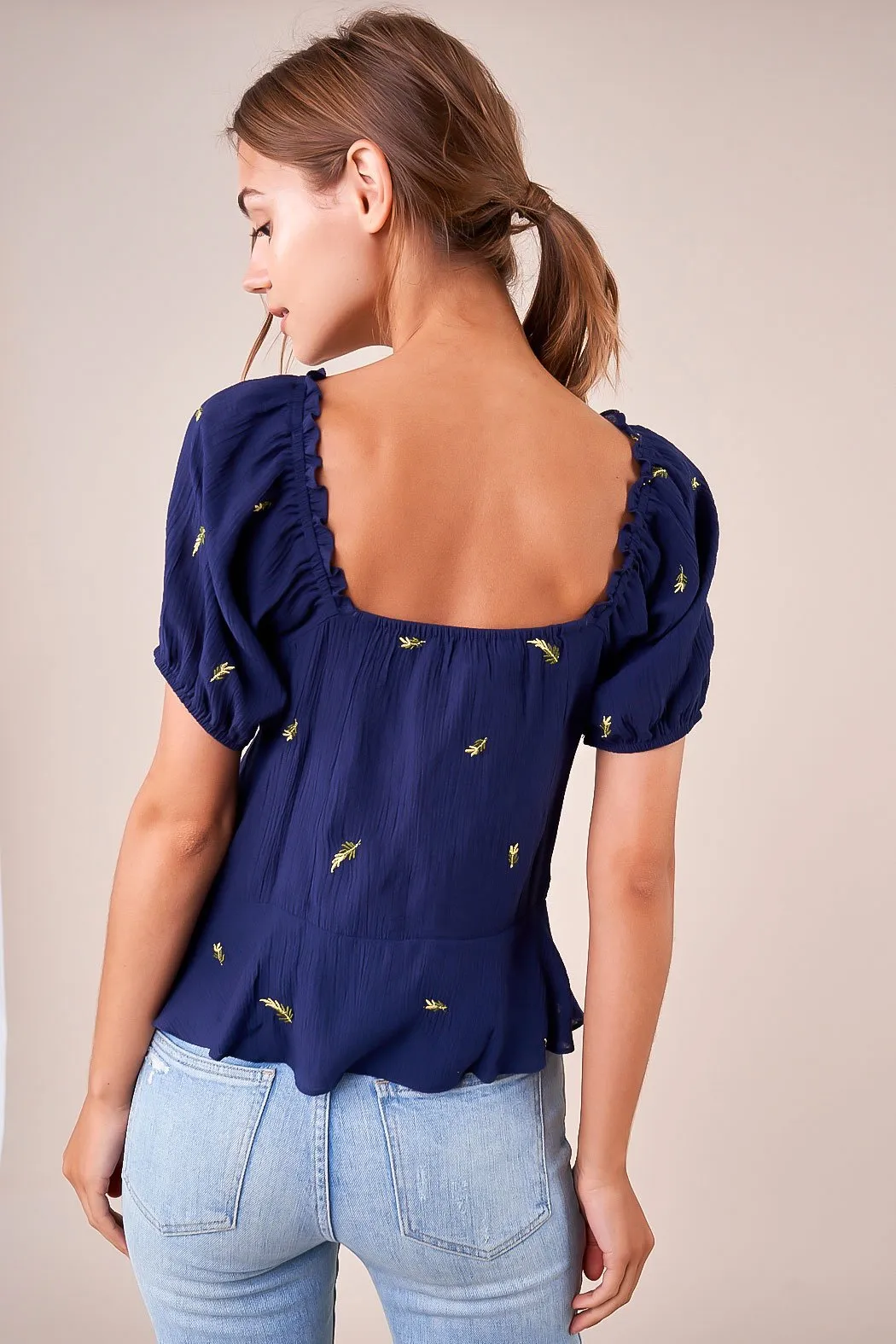 Chasing Highs Puff Sleeve Peplum Top