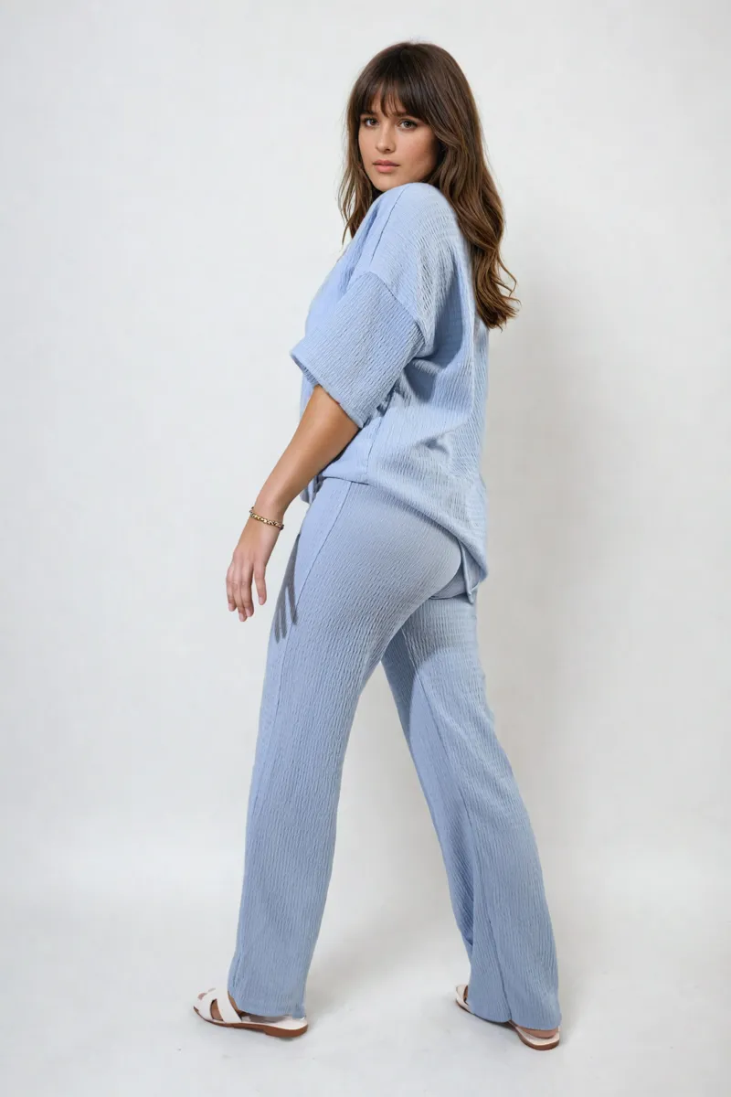 Cheesecloth Pattern Top and Trouser Co-ord Set