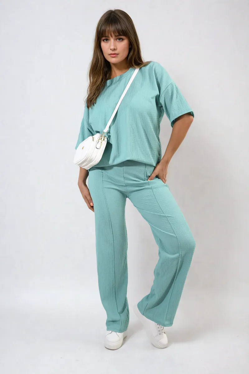 Cheesecloth Pattern Top and Trouser Co-ord Set