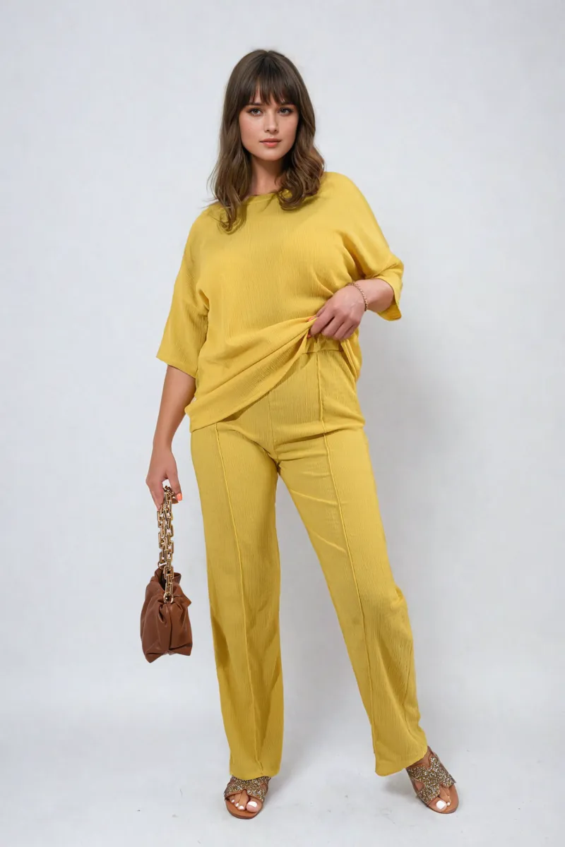 Cheesecloth Pattern Top and Trouser Co-ord Set