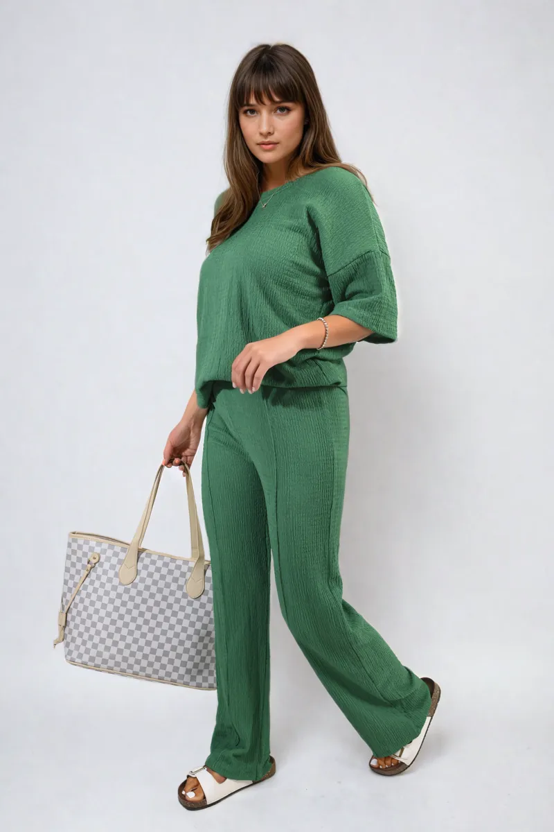 Cheesecloth Pattern Top and Trouser Co-ord Set