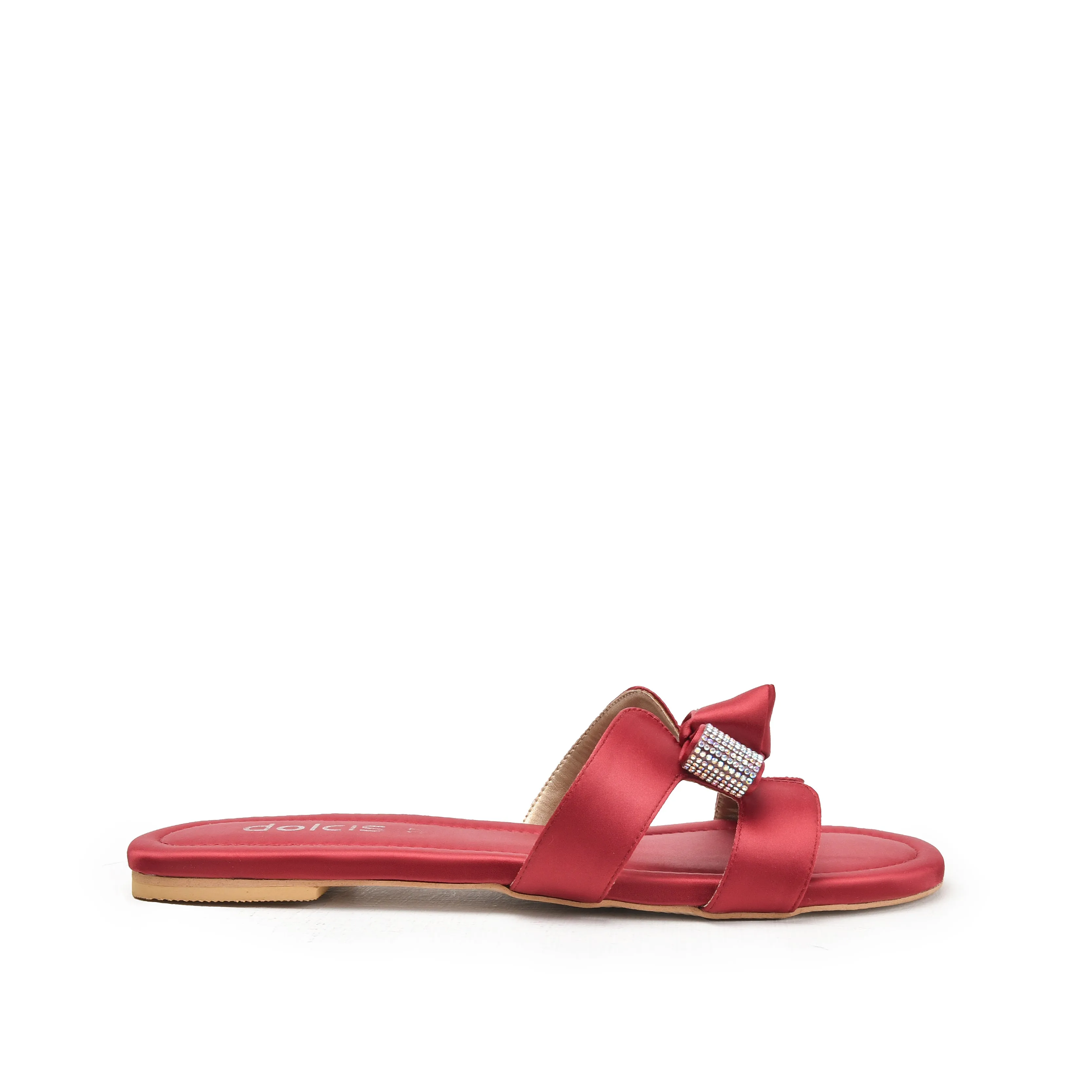 Chic Red Bow Slide Flats | 539L-M