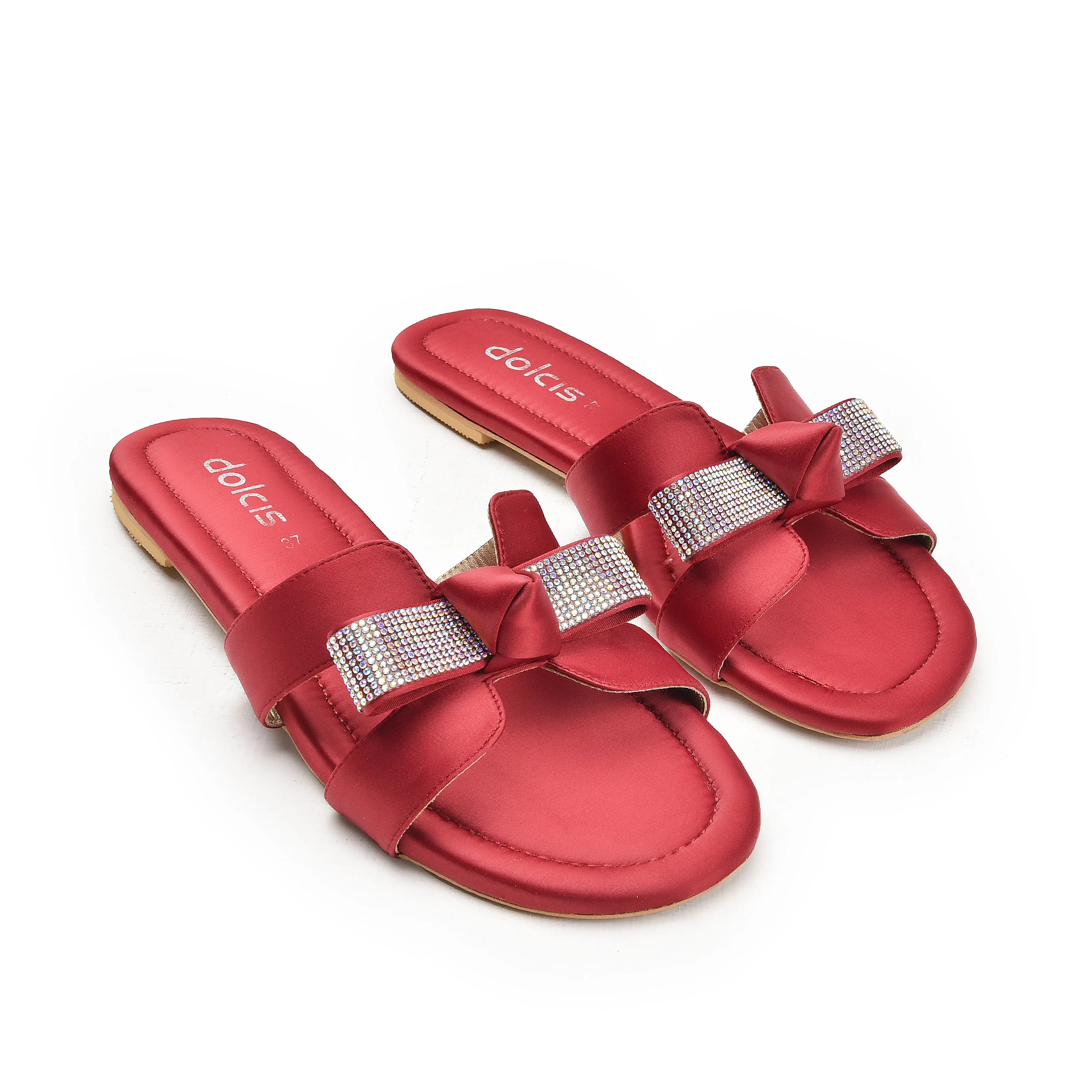 Chic Red Bow Slide Flats | 539L-M