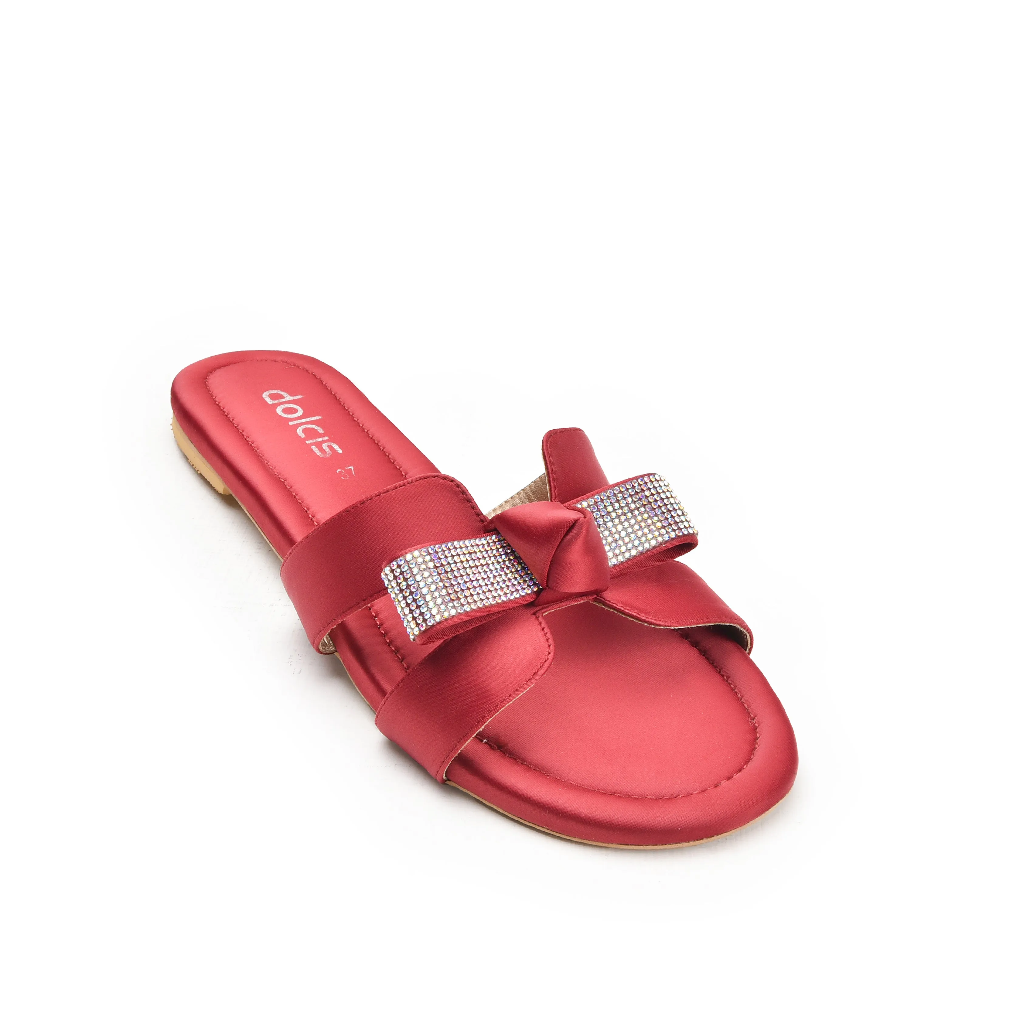 Chic Red Bow Slide Flats | 539L-M