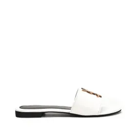 Chic White Croc-Embossed Flats | 513L-W