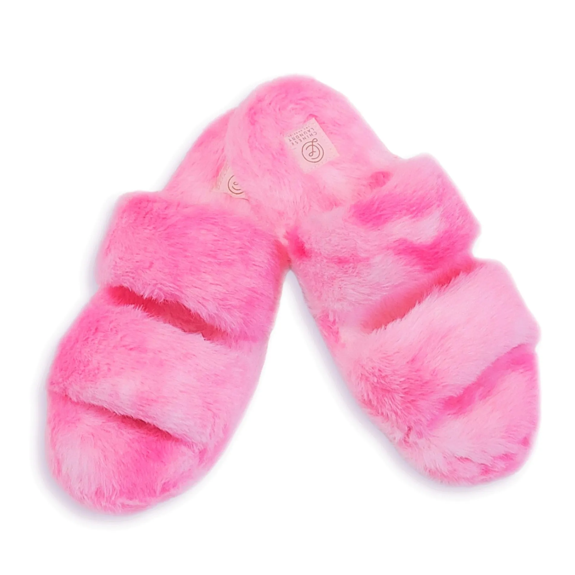 Chinese Laundry Women's Tie Dye Double Strap Faux Fur Slippers