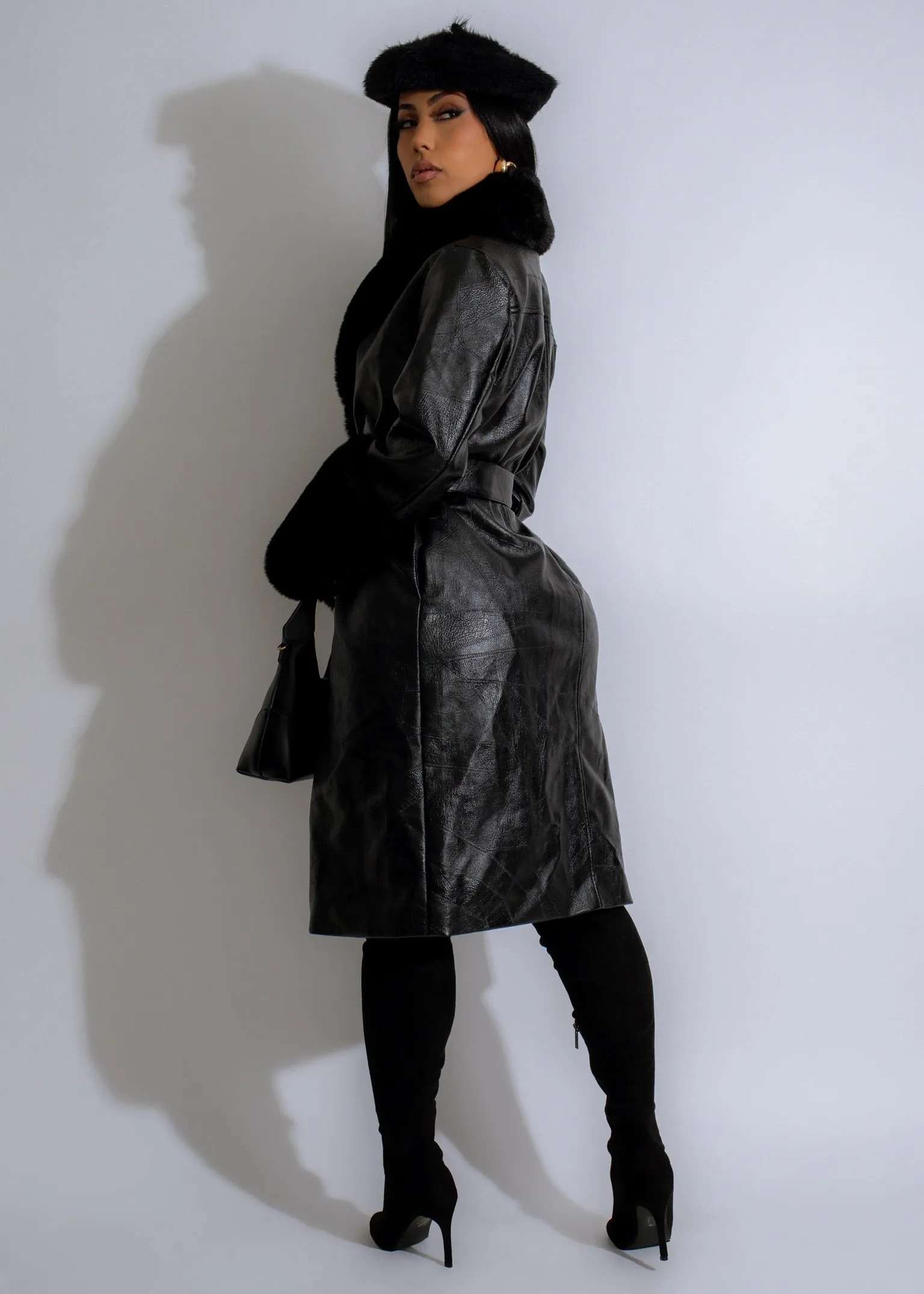 Classic Roar Leather Coat Black