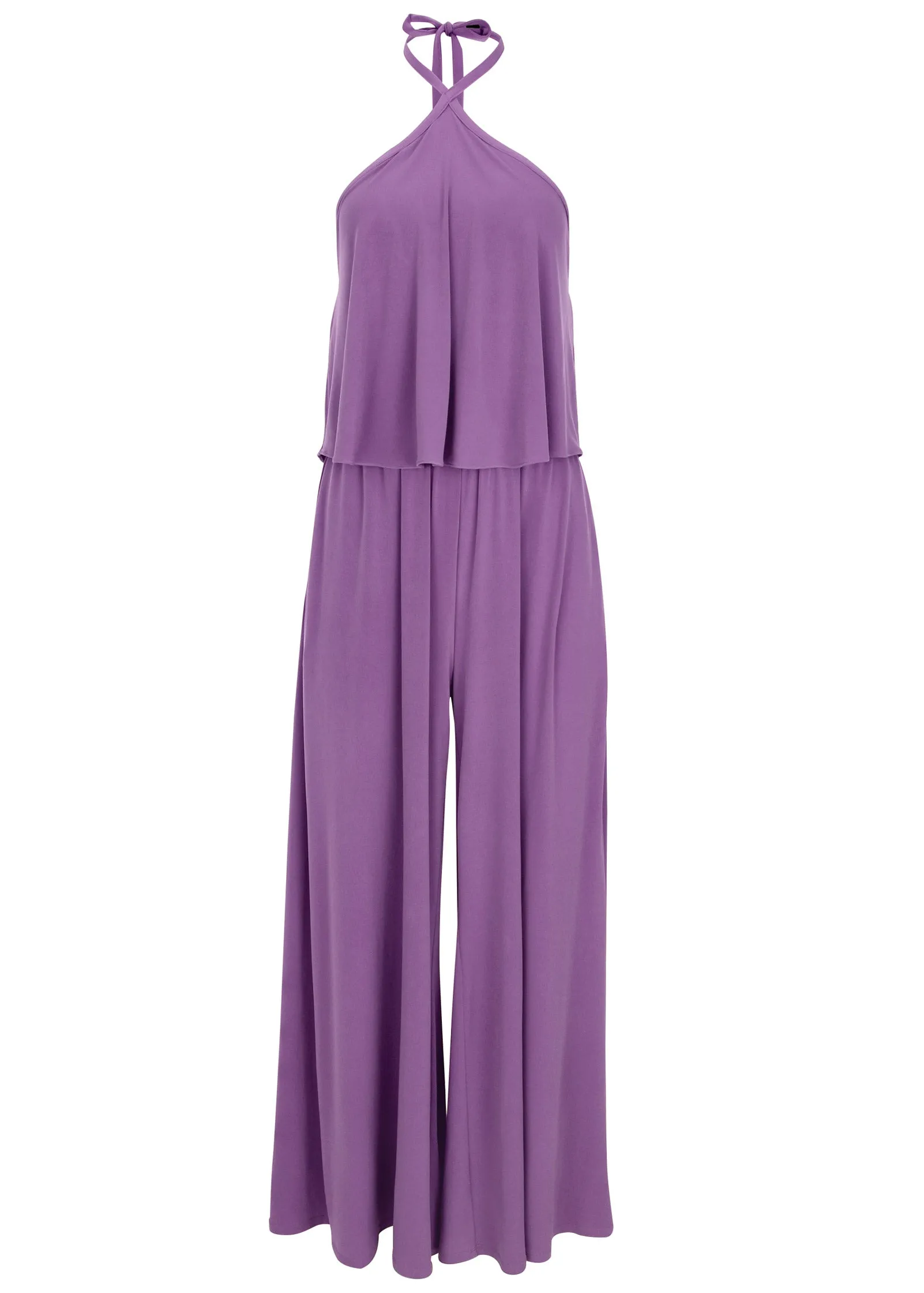 Cross Neck Jumpsuit - Purple