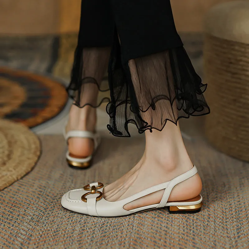 Dania Handmade Slingback Flats with Chain