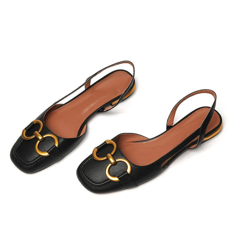 Dania Handmade Slingback Flats with Chain