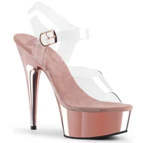 DELIGHT-608 Rose Gold Chrome Platform 6 Inch Heels Clearance Sandal