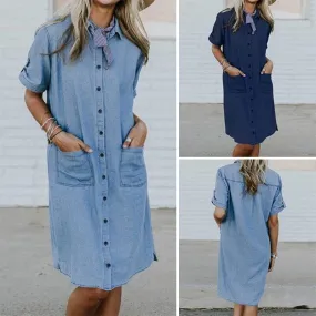 Denim Dress with Pockets