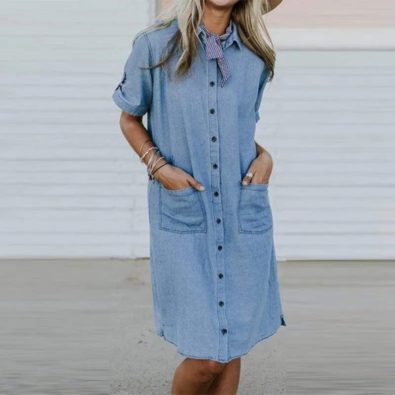 Denim Dress with Pockets