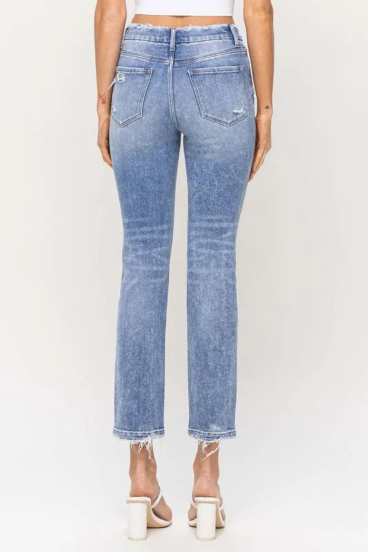 Dublin High Rise Crop Slim Straight Denim